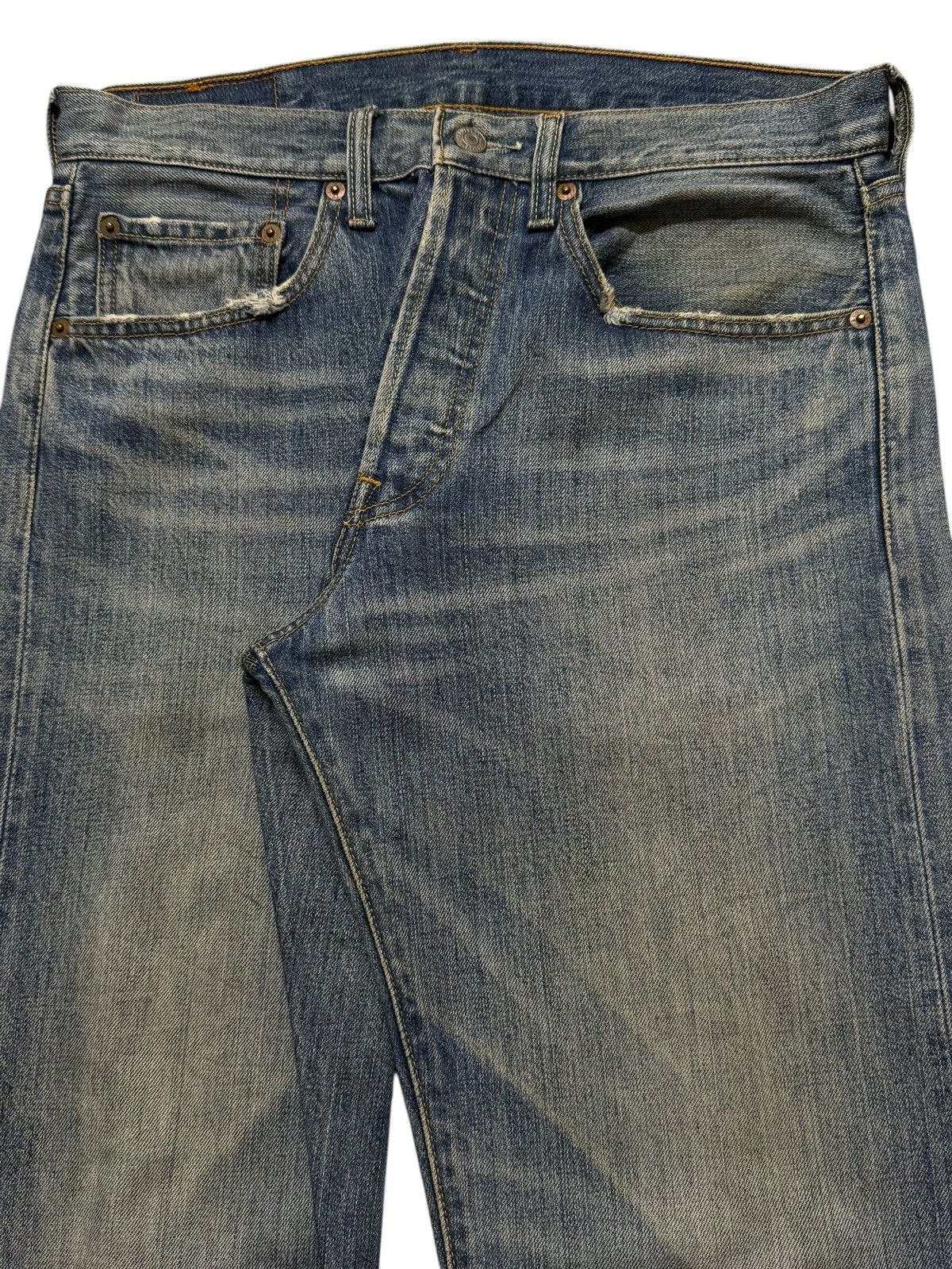 Levi's Vintage 90s Levis 501 Mud Wash Faded Distress Straight Loose Size US 32 / EU 48 - 3 Thumbnail