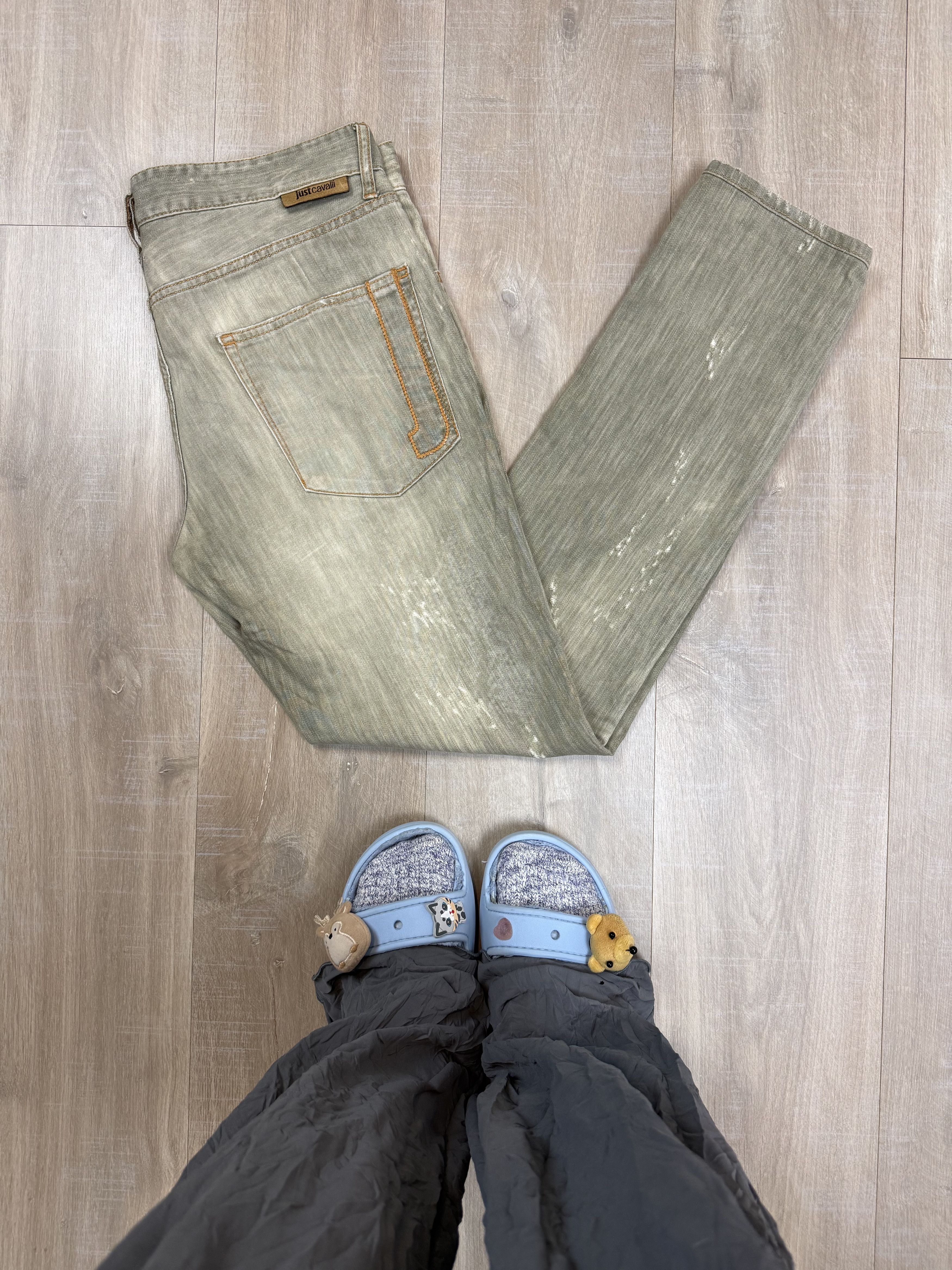 Just Cavalli Just Cavalli Men's Straight-Leg Denim Jeans Olive Size 34 Size US 34 / EU 50 - 1 Thumbnail