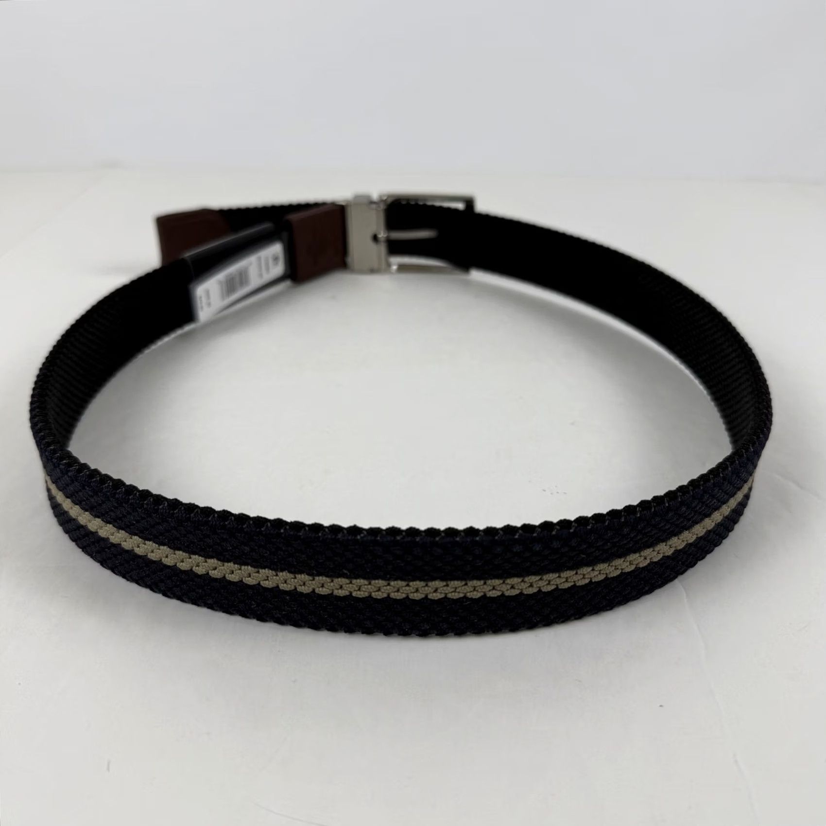 Perry Ellis Perry Ellis Portfolio Men's Reversible Belt Woven Webbed Black Blue Size 36 Size 36 - 4 Thumbnail