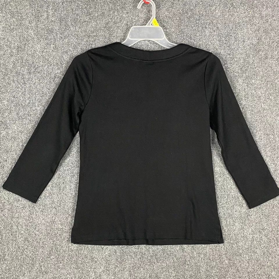 Other Rafaella Top Women's Medium Long Sleeve Black 100% Cotton M Size M / US 6-8 / IT 42-44 - 7 Thumbnail