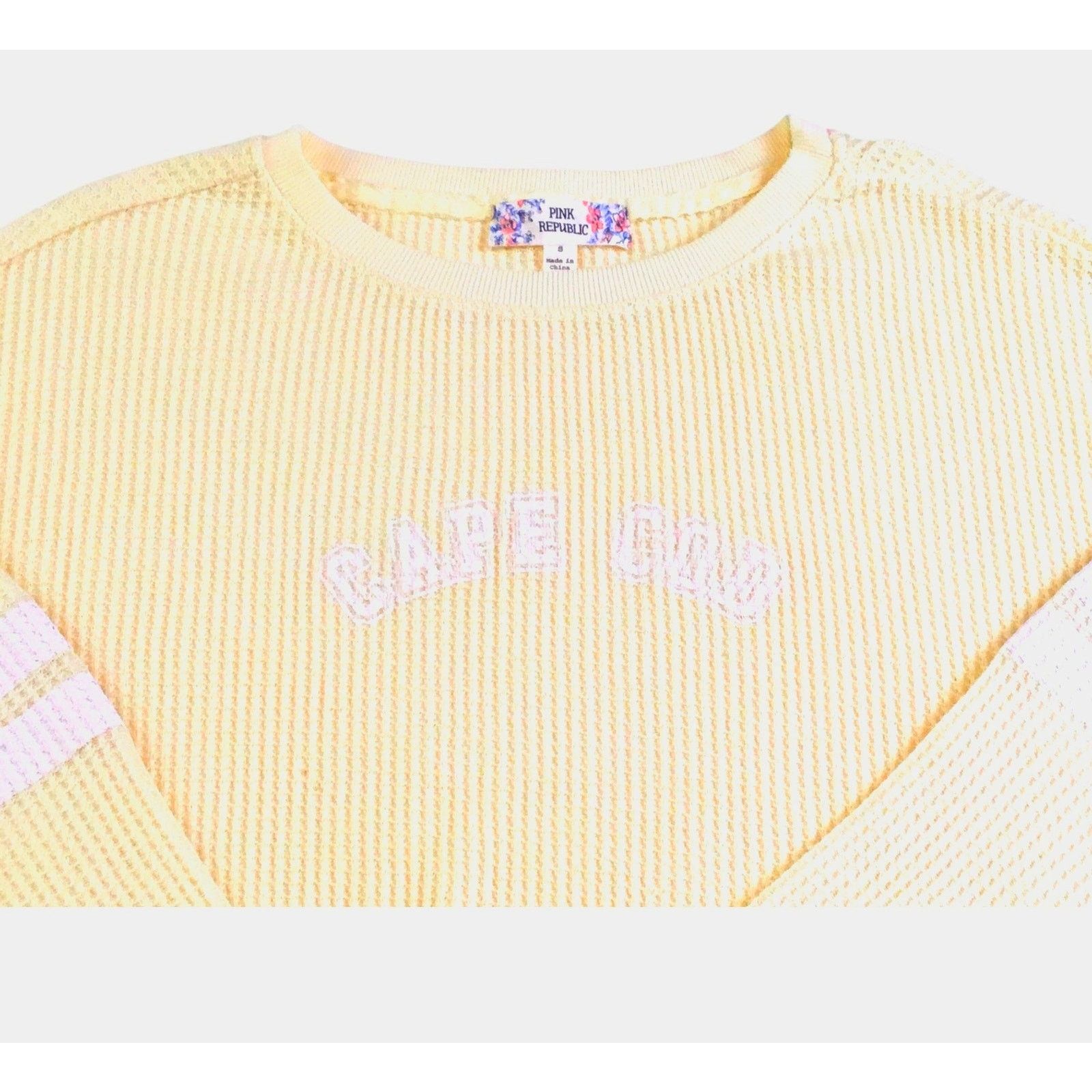 Other Pink Republic Thermal Cape Cod Waffle Weave Top Yellow Small Size S / US 4 / IT 40 - 2 Thumbnail