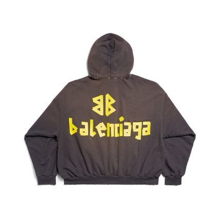 Balenciaga o1tr1nto0326 Tape Type Ripped Pocket Hoodie Large Fit Grey Size US M / EU 48-50 / 2 - 6 Thumbnail