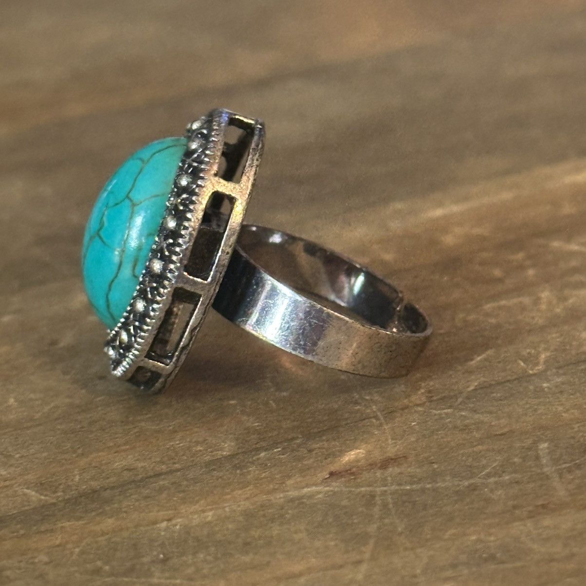 Vintage Vintage faux turquoise statement ring Size ONE SIZE - 6 Thumbnail