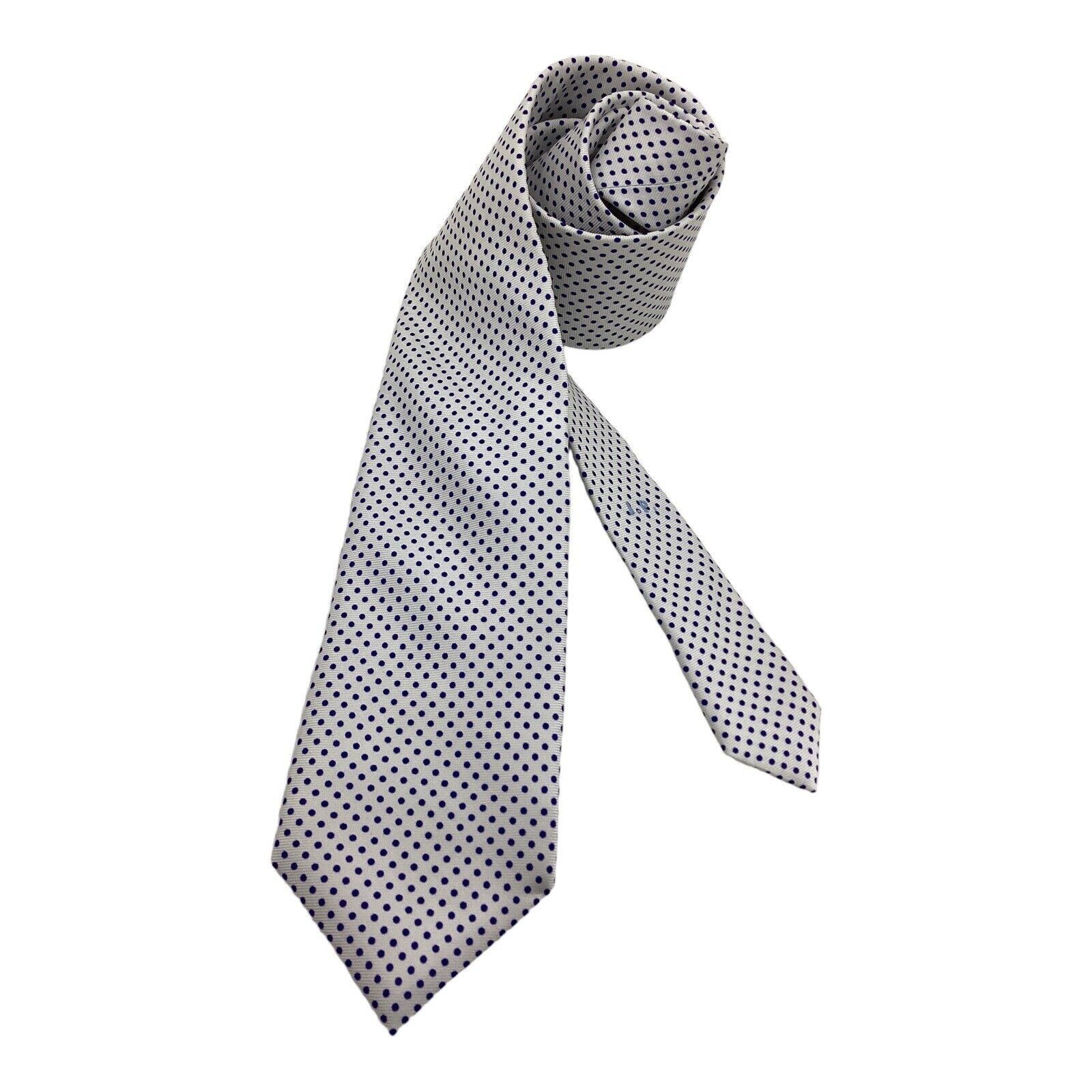 Other MARZULLO White With Blue Pin Dots Luxury Silk Tie Italy W: 3 Size ONE SIZE - 2 Thumbnail