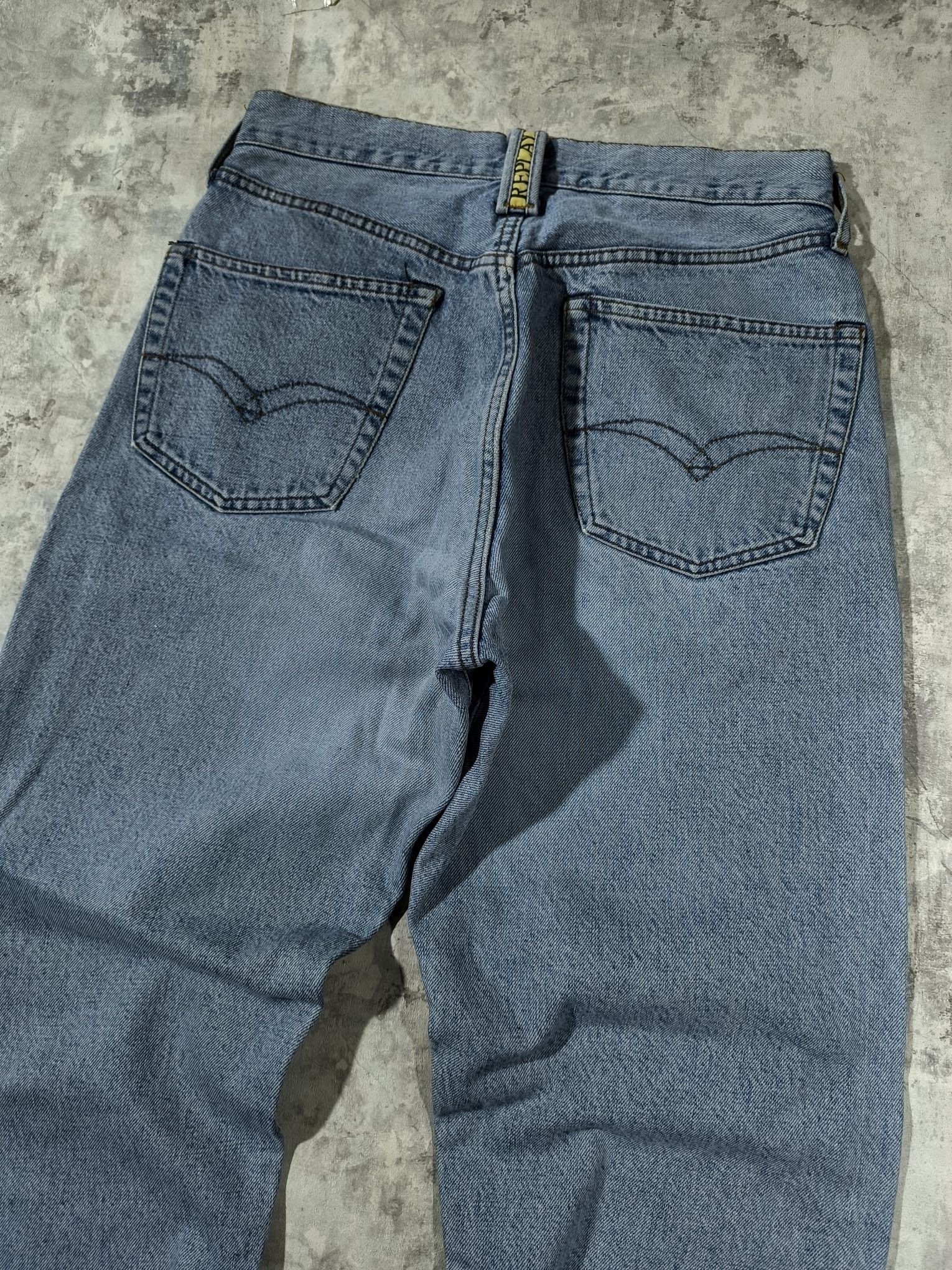 Vintage Vintage 90s Replay Italy Baby Blue Distressed Faded Jeans Size US 31 - 3 Thumbnail