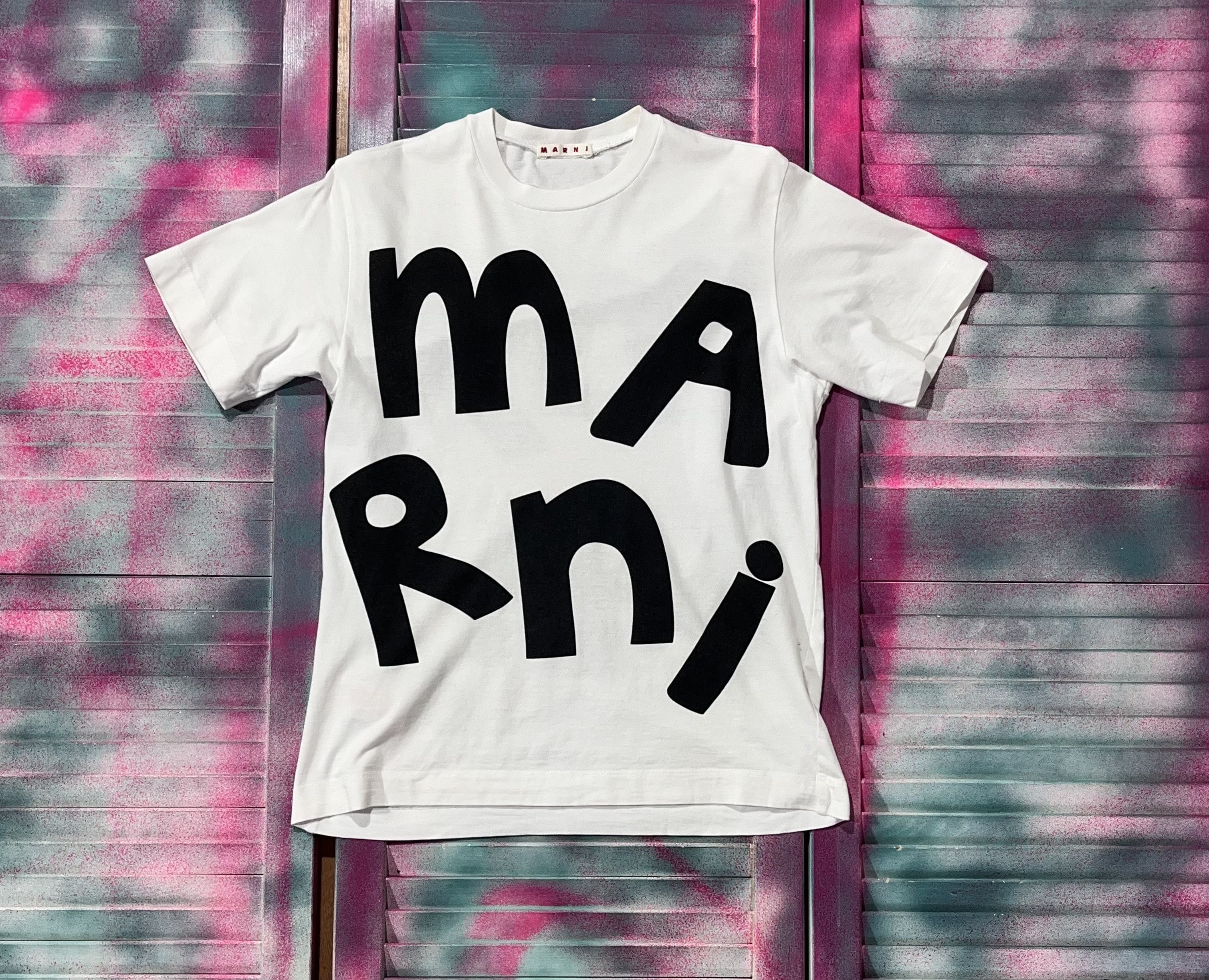 Luxury × Marni T-Shirt White Black Marni Big Logo | Grailed