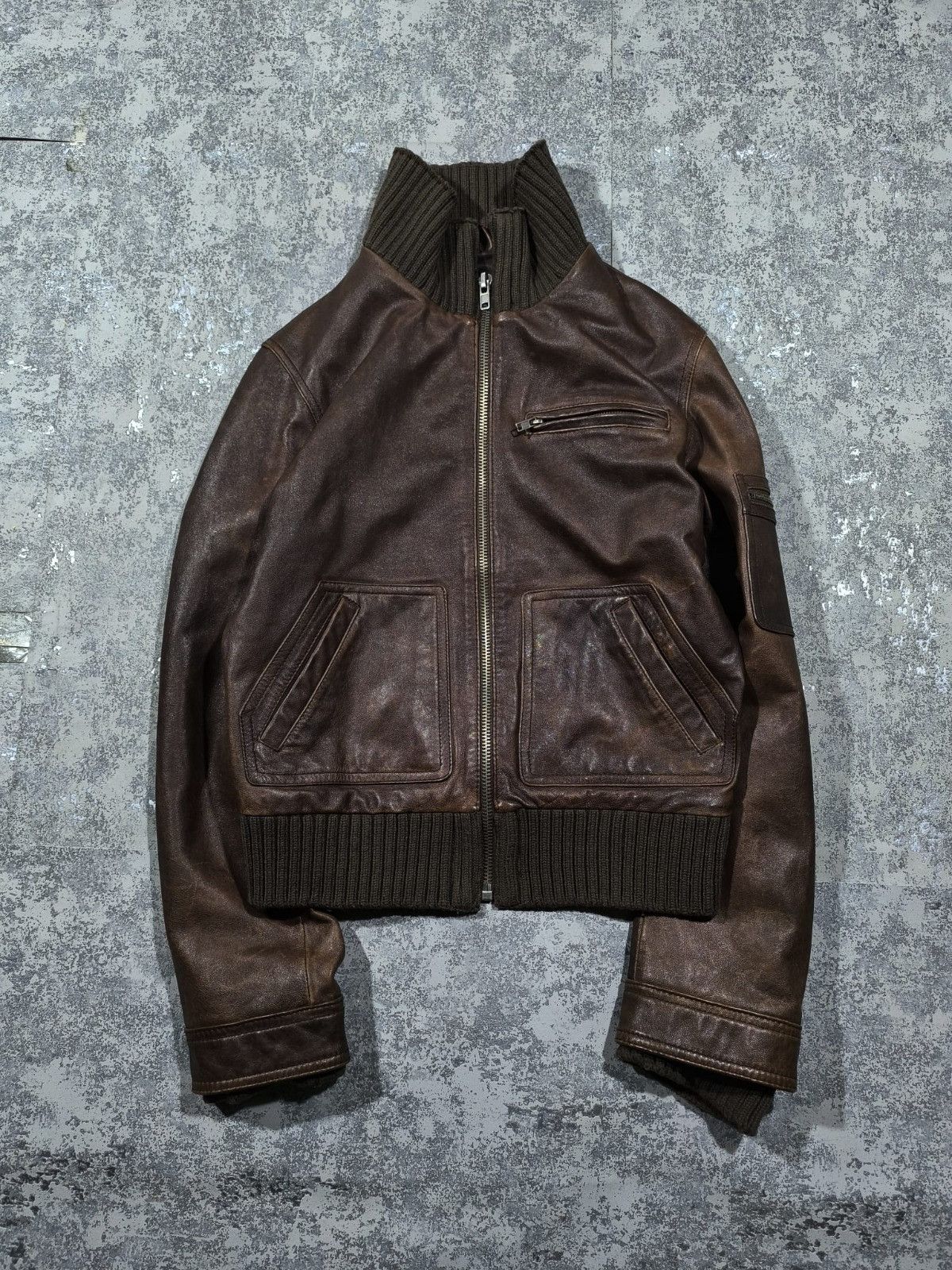 Hysteric Glamour Vtg Brown Leather Bomber Jacket Hedi Slimane Junya Watanabe Size US S / EU 44-46 / 1 - 3 Thumbnail