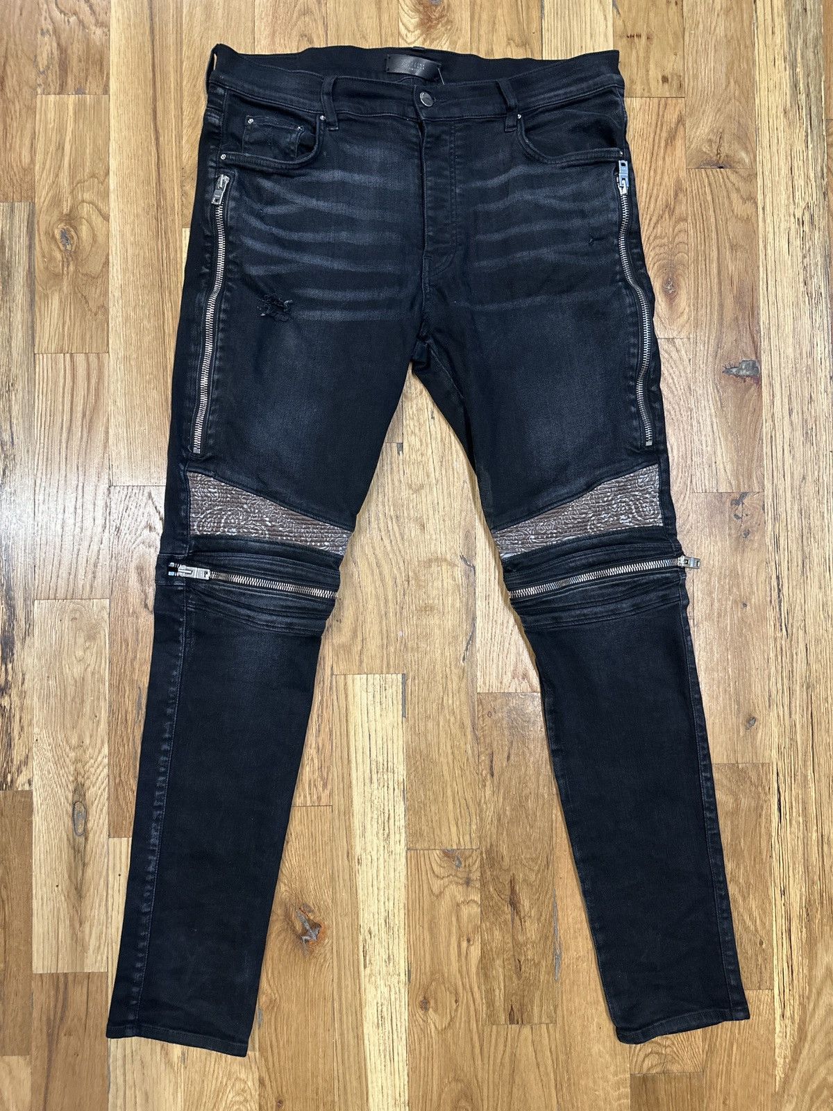 image of Amiri Mx2 Brown Paisley Black Denim Size 36, Men's