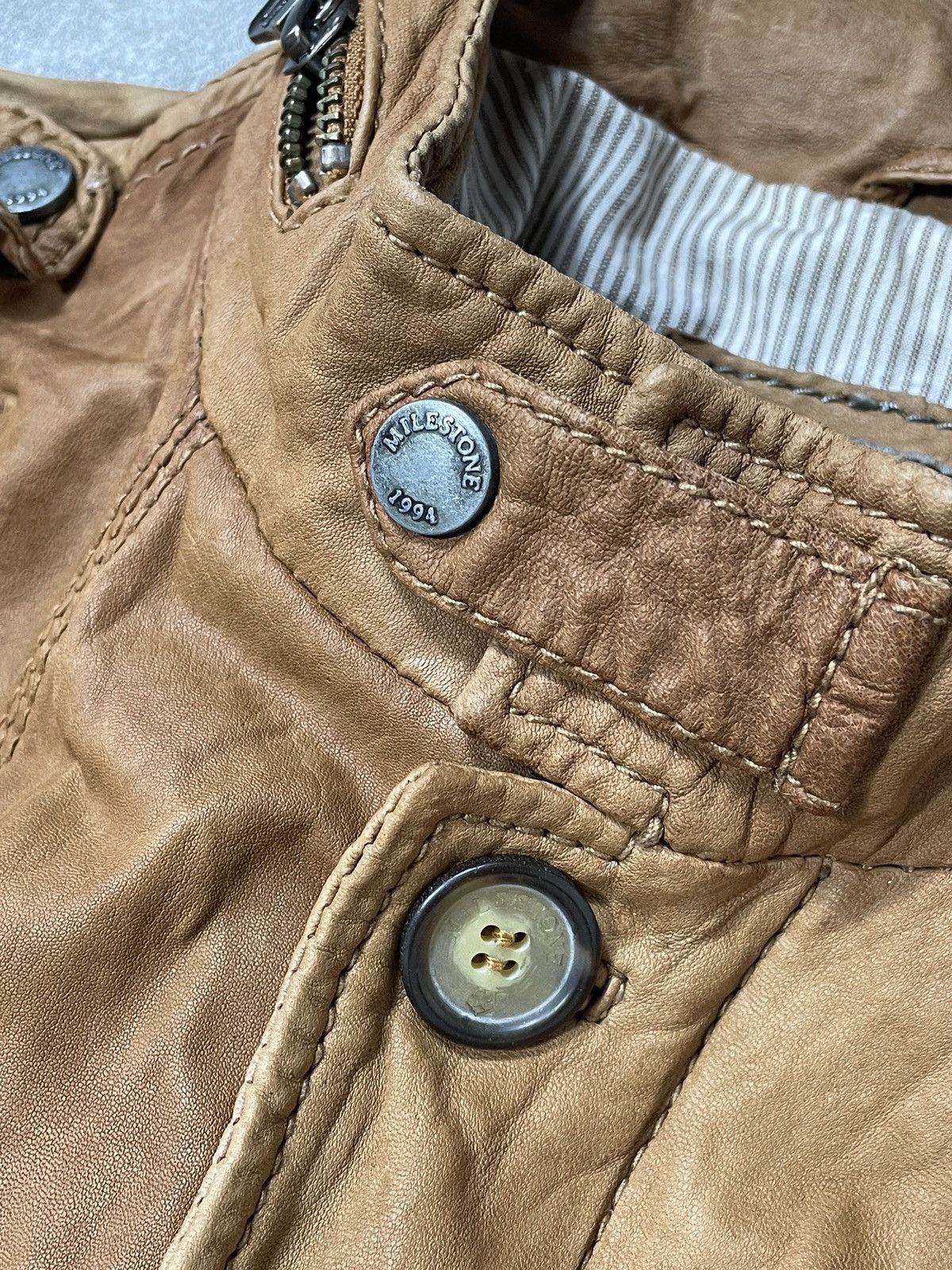 Vintage 🔥RARE🔥Vintage Y2K Genuine Real Leather Jacket Solid Rare Size US L / EU 52-54 / 3 - 6 Thumbnail