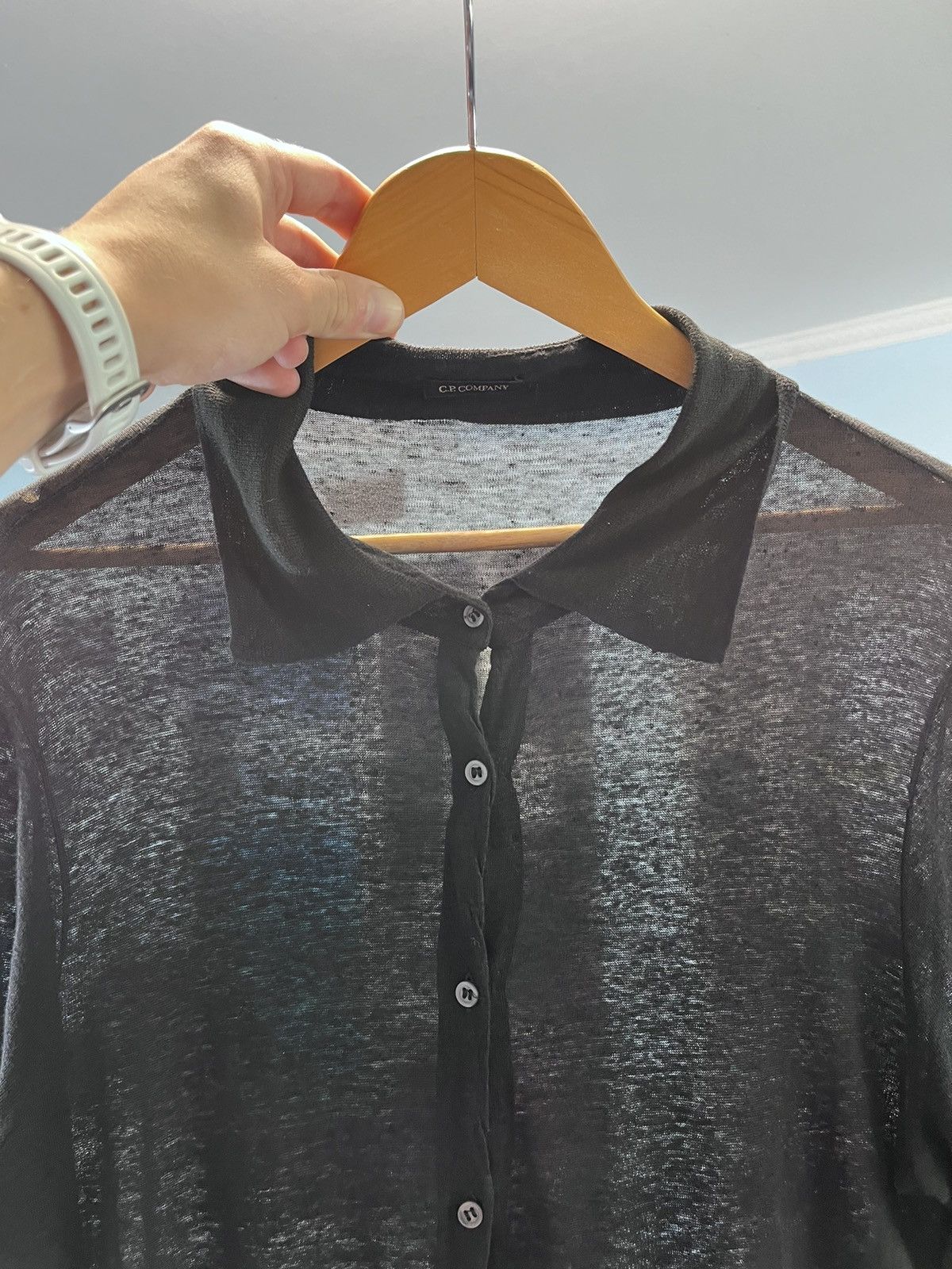 C.P. Company C.P. Company Sheer Longline Linen Shirt Black Size L Size US L / EU 52-54 / 3 - 6 Thumbnail