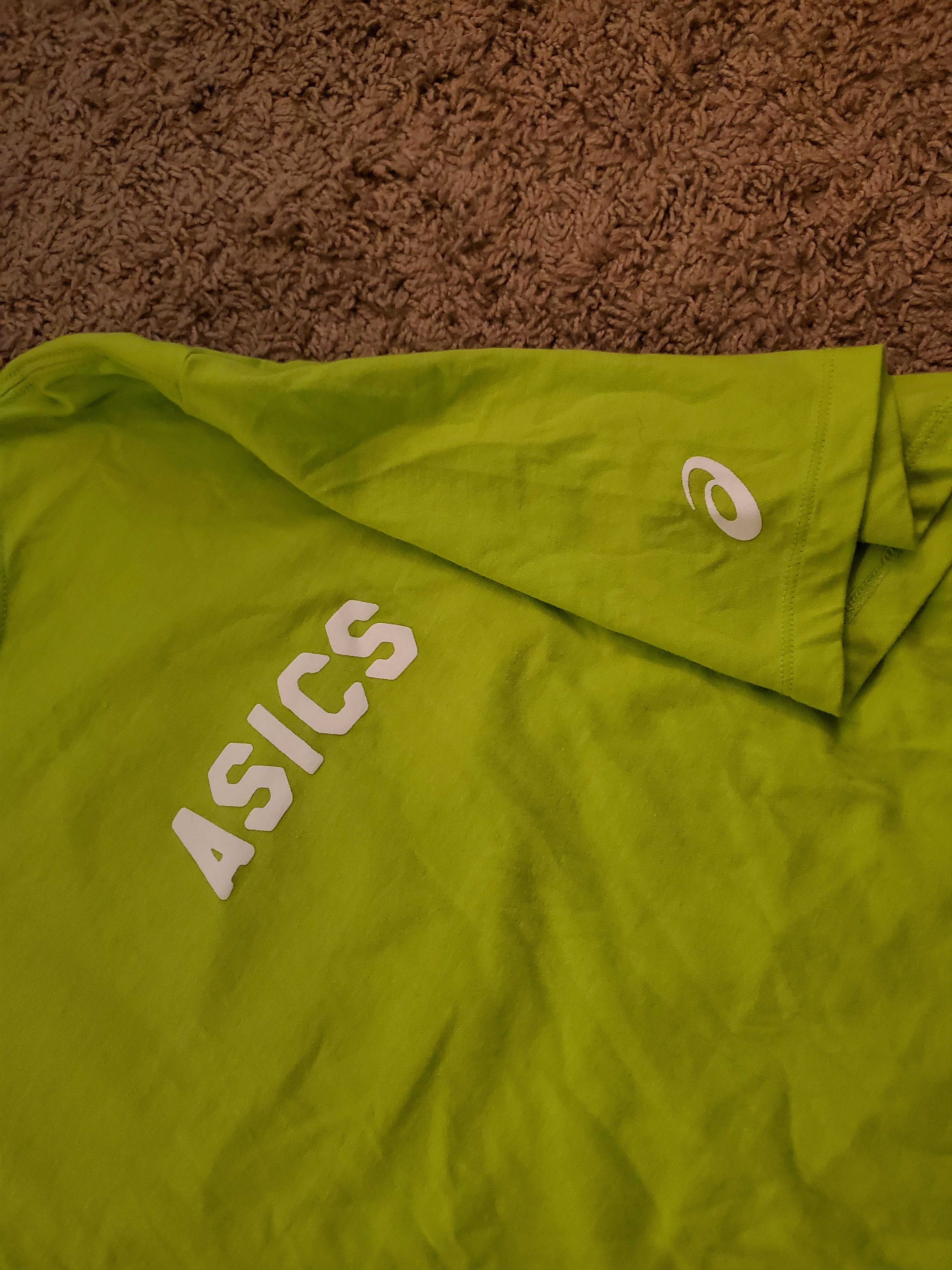 Asics *NWOT* ASICS Men's 2XL Stripes Sunrise Lime Green Tee Size US XXL / EU 58 / 5 - 2 Thumbnail