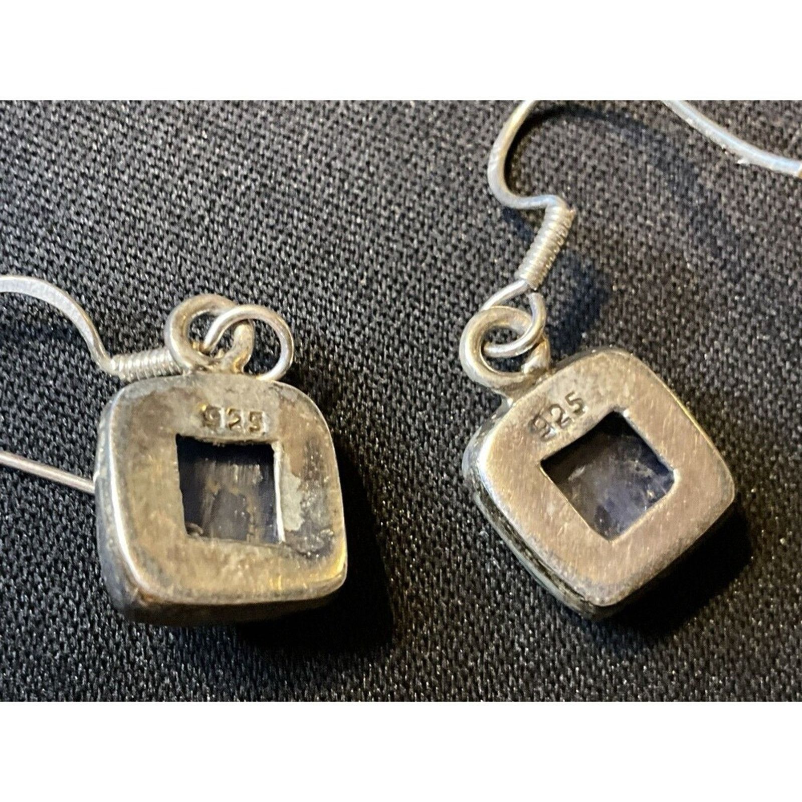 Other 925 Sterling Silver Kyanite Square Fish Hook Earrings Size ONE SIZE - 4 Thumbnail