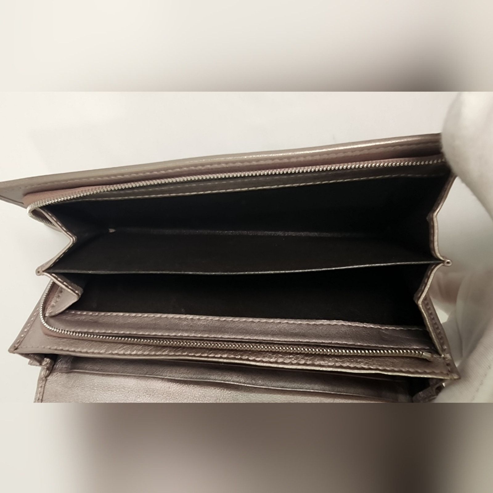 Gucci Gucci GG Imprime Continental Wallet Metallic Silver/Grey WOC Size ONE SIZE - 13 Thumbnail