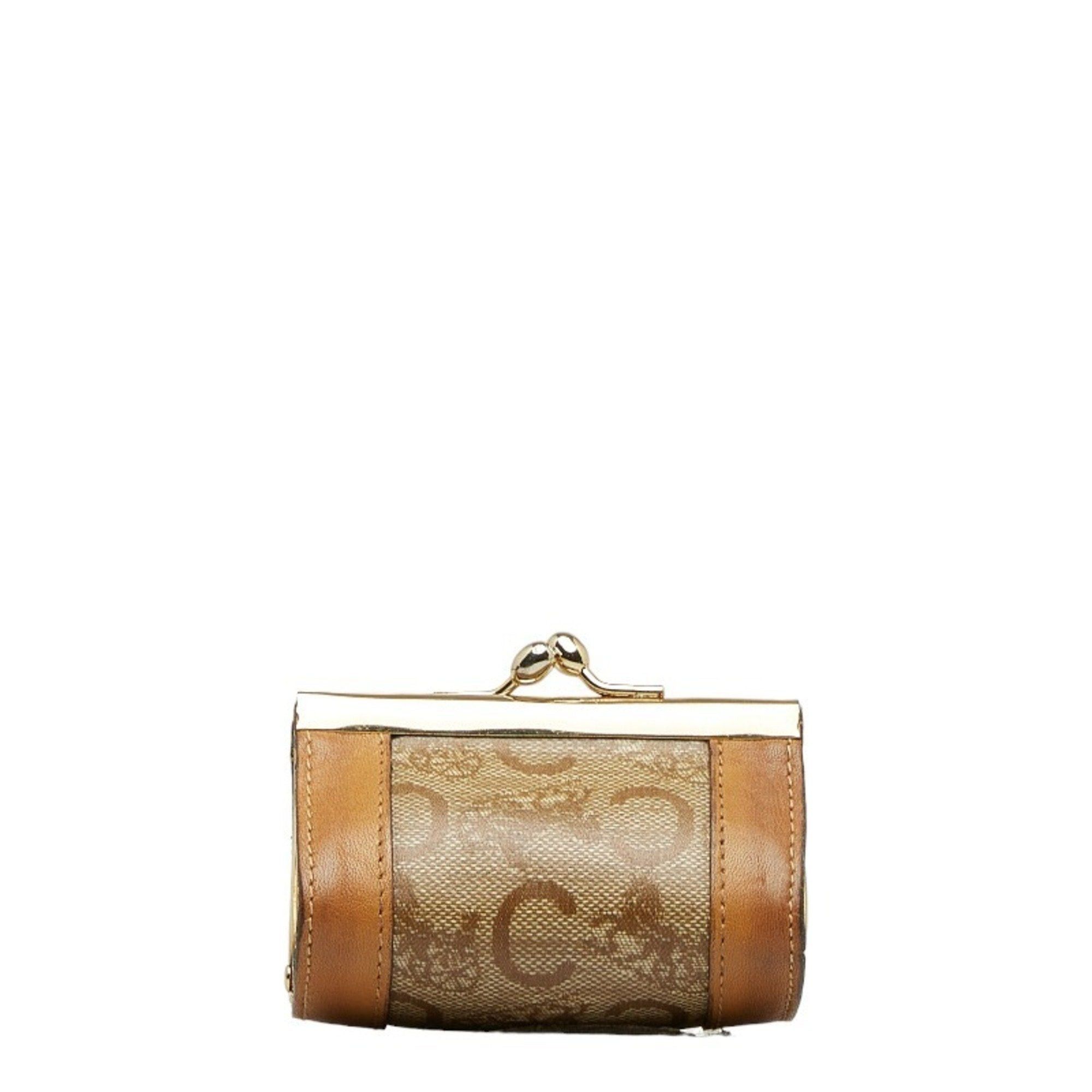 image of Celine C Macadam Coin Case Brown Pvc Leather Ladies, Women's