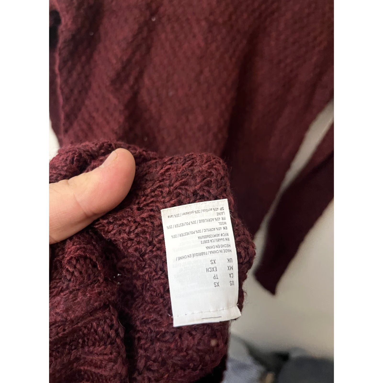 American Eagle Outfitters American Eagle Outfitters Sweater Dress Womens XS Maroon Wool Blend Long Sleeve V-Neck Size XS / US 0-2 / IT 36-38 - 4 Thumbnail
