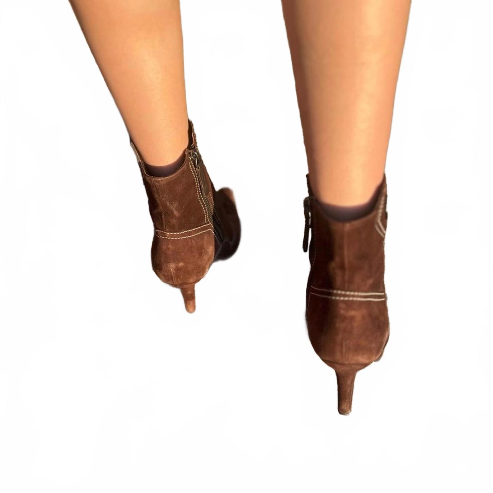 Other Y2K Tod’s Dark Brown Suede Ankle Booties – Made in Italy Size US 5.5 / IT 35.5 - 2 Thumbnail