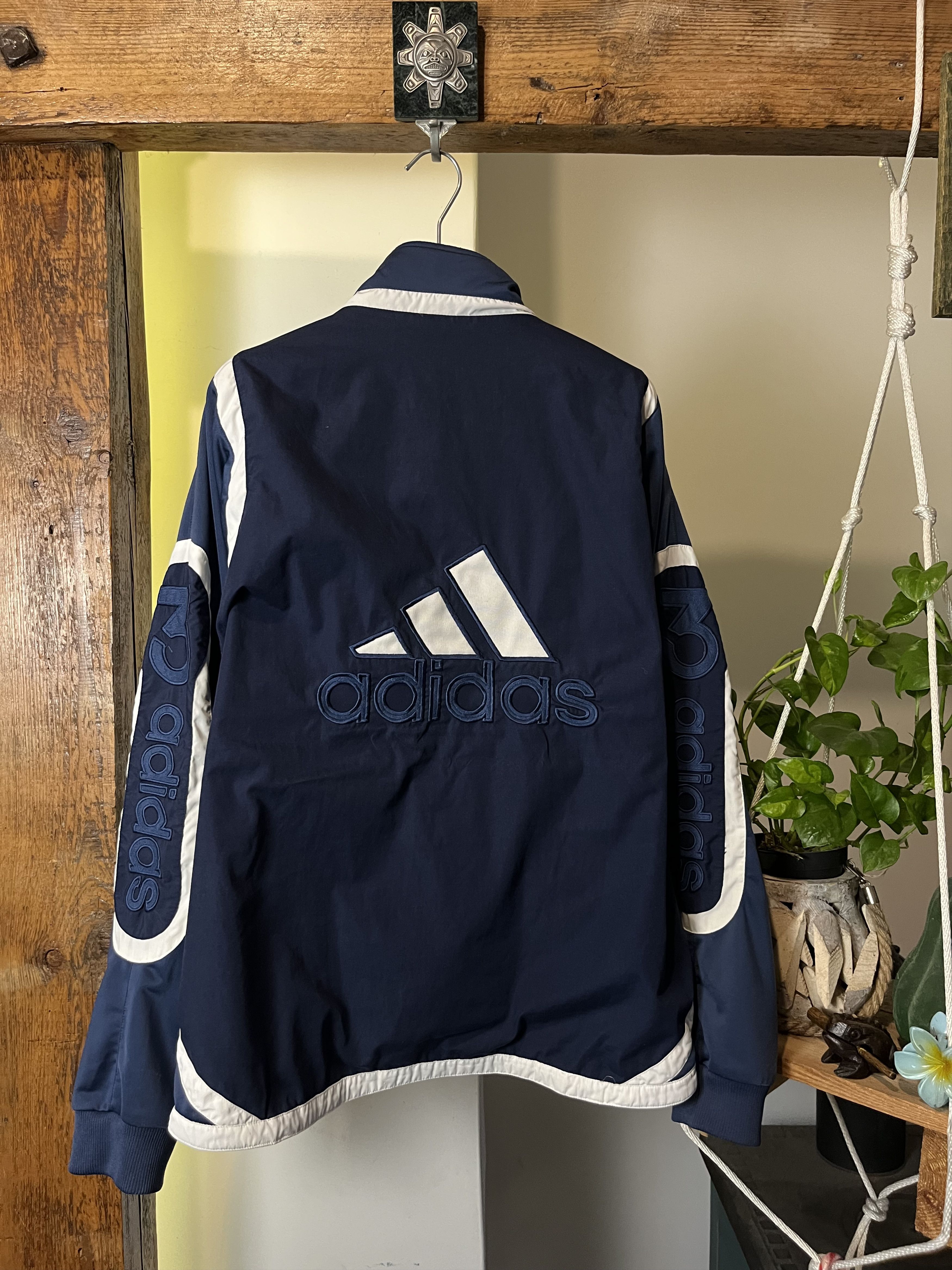 Adidas × Vintage Vintage 90s Adidas Big Logo Windbreaker Jacket Blokecore Size US M / EU 48-50 / 2 - 2 Thumbnail