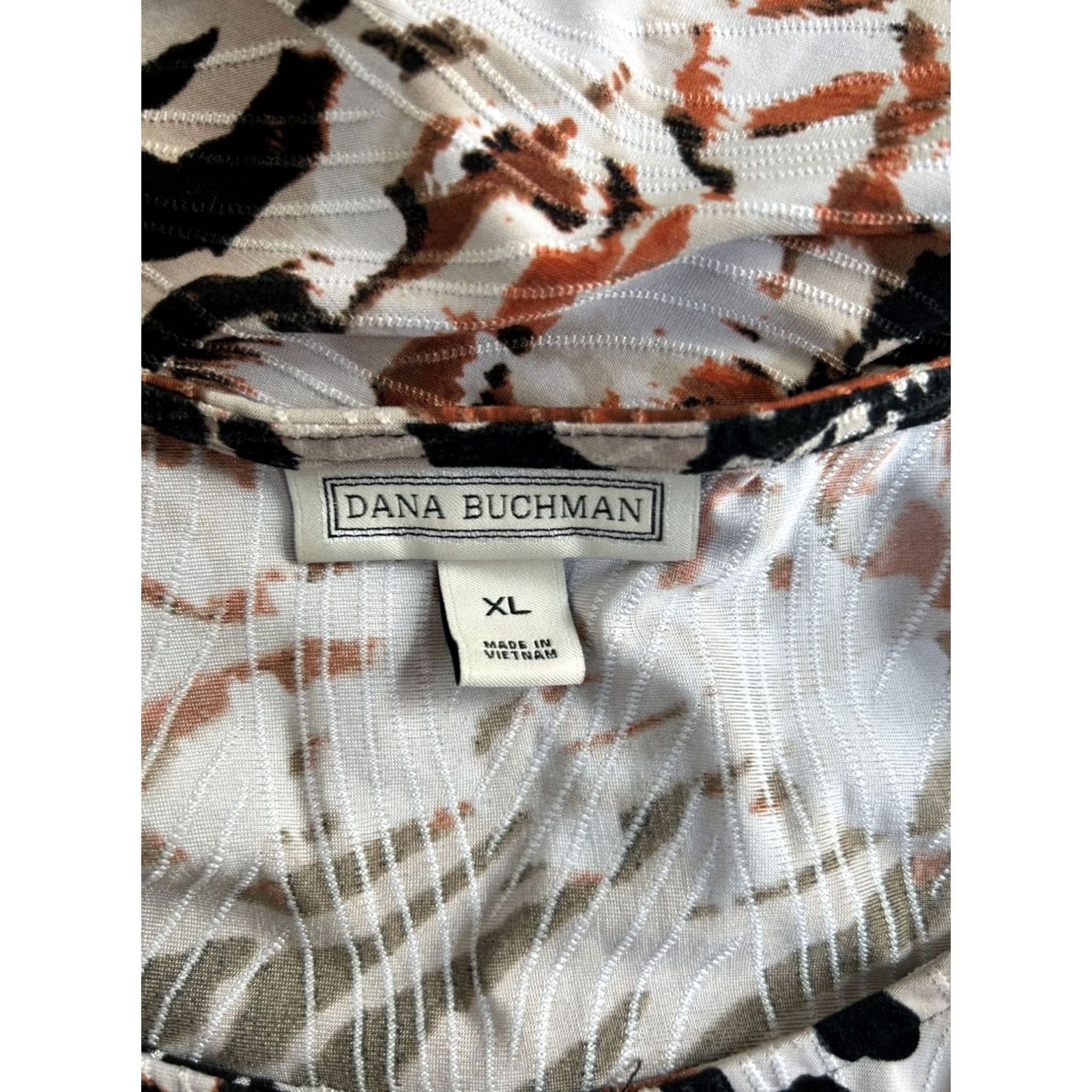 Vintage Dana Buchman Womens Mixed Animal Print 3/4 Sleeve Top XL Black Brown Stretch Size XL / US 12-14 / IT 48-50 - 4 Thumbnail