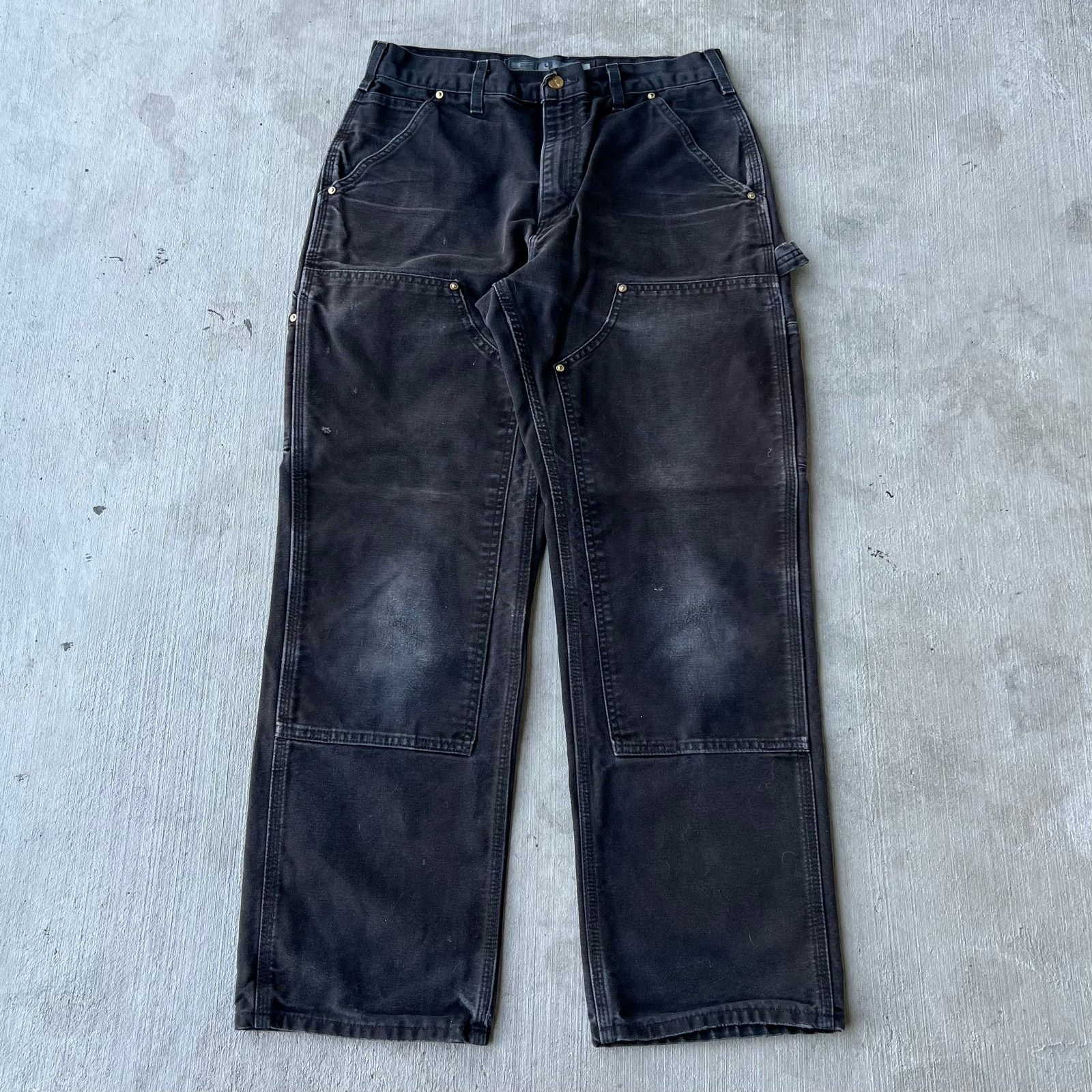 Carhartt × Vintage Carhartt faded black double knee work wear carpenter pants Size US 29 - 1 Thumbnail