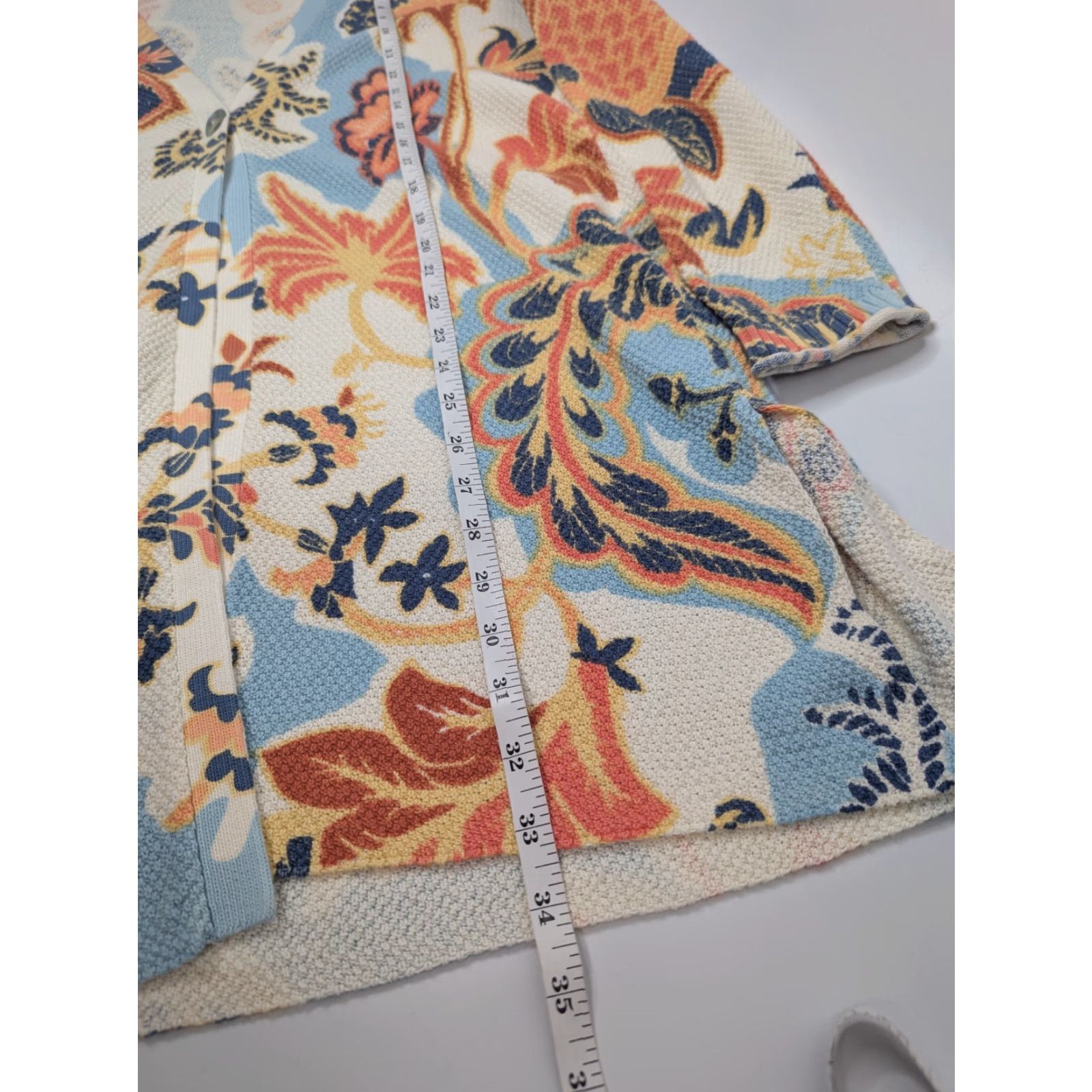 Soft Surroundings Soft Surroundings Cardigan Sweater Womens S Ivory Floral Beach Open-Knit V-Neck Lightweight 100% Cotton Paisley 2GE07 Size S / US 4 / IT 40 - 4 Thumbnail