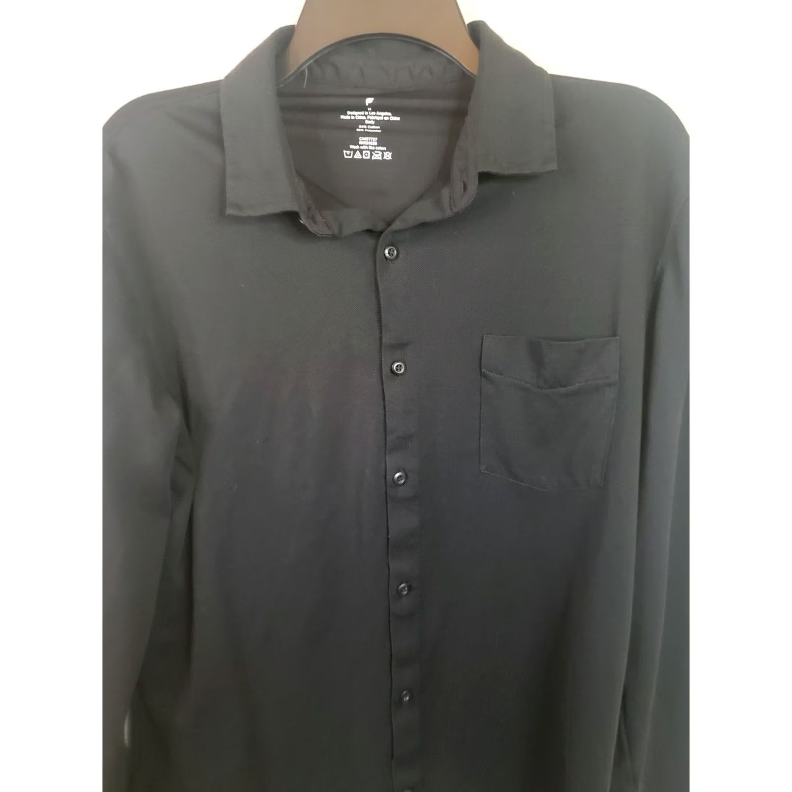 Fabletics Fabletics Shirt Mens M Black Athletic Button Up Long Sleeve Stretch Knit Embroidered Collared Size US M / EU 48-50 / 2 - 3 Thumbnail