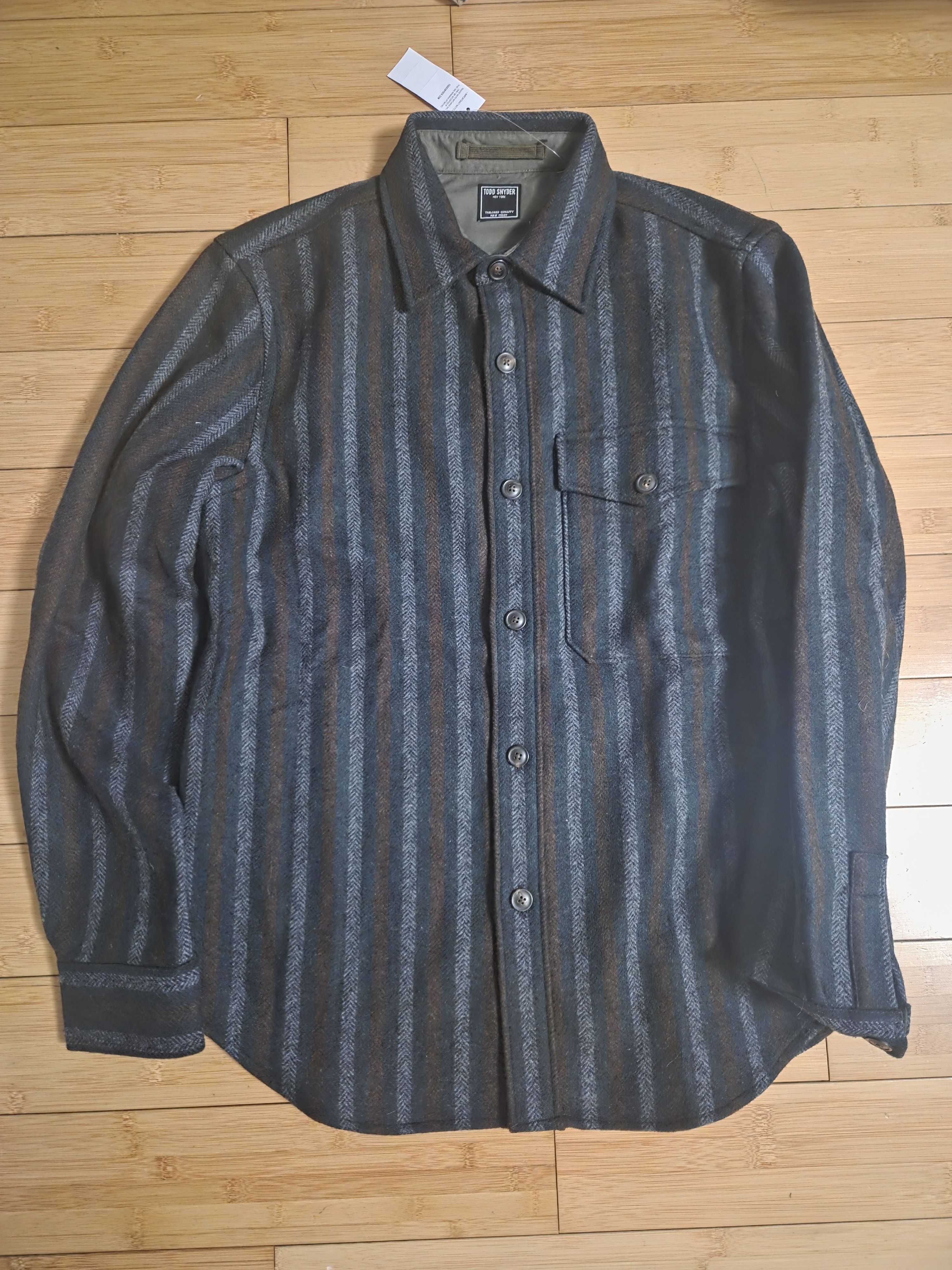 Todd Snyder NWT Striped Wool utility overshirt Size US S / EU 44-46 / 1 - 1 Thumbnail
