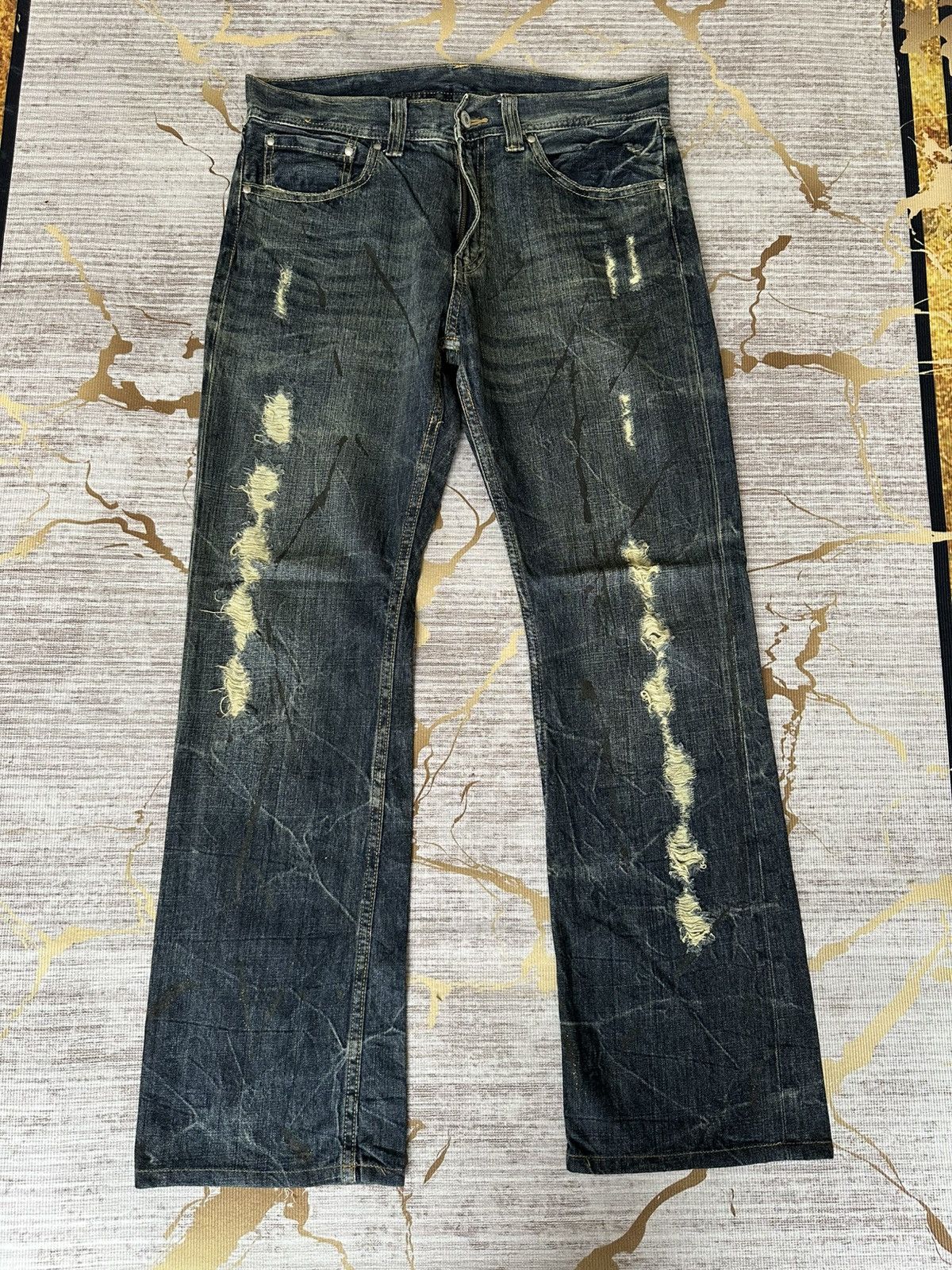 Japanese Brand FLARE Japanese Brand Distressed Claw Marks Design Denim Size US 33 - 2 Thumbnail