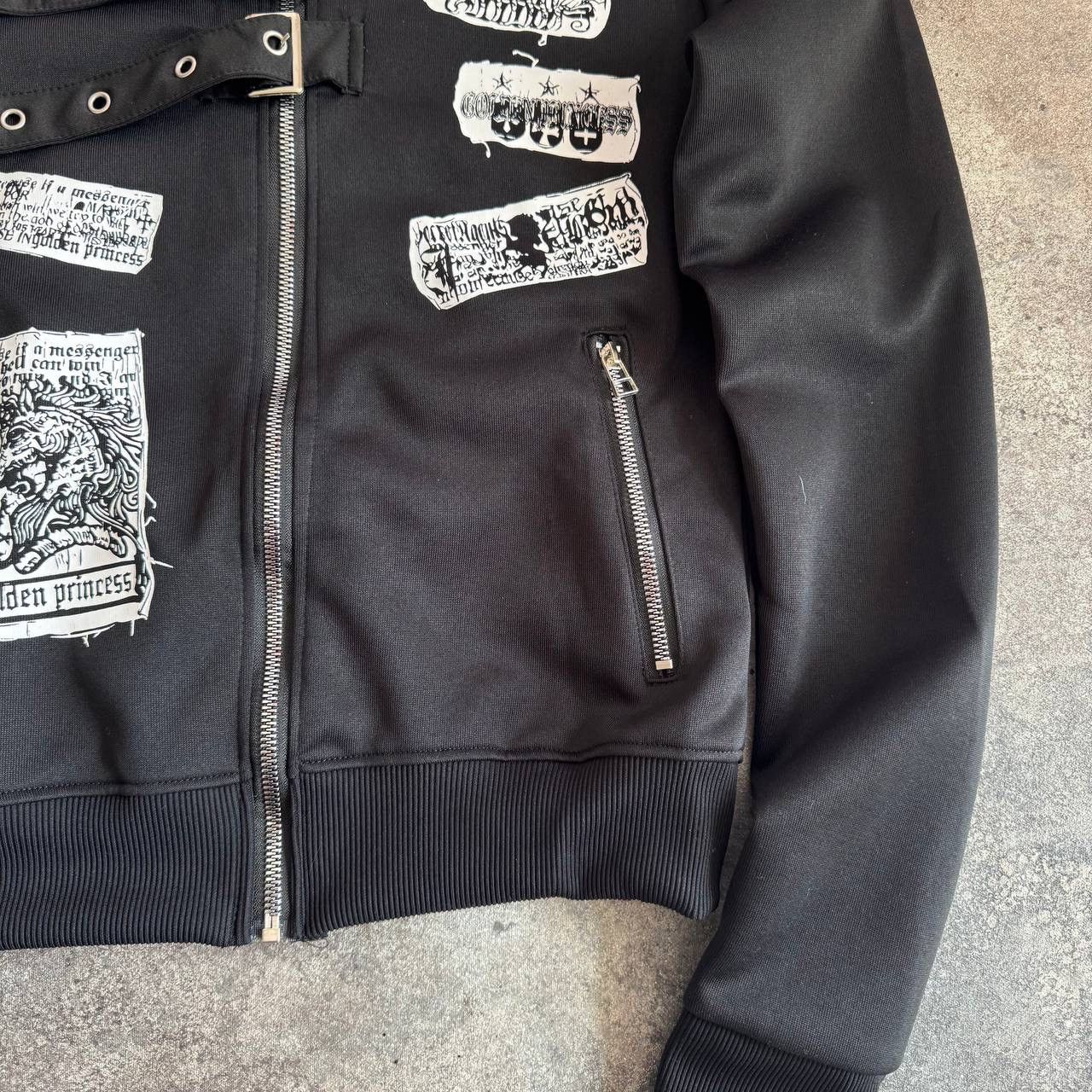 Other Opium Y2K Punk Rave Goth Patchwork + Bondage Zip Hoodie Size S / US 4 / IT 40 - 8 Thumbnail