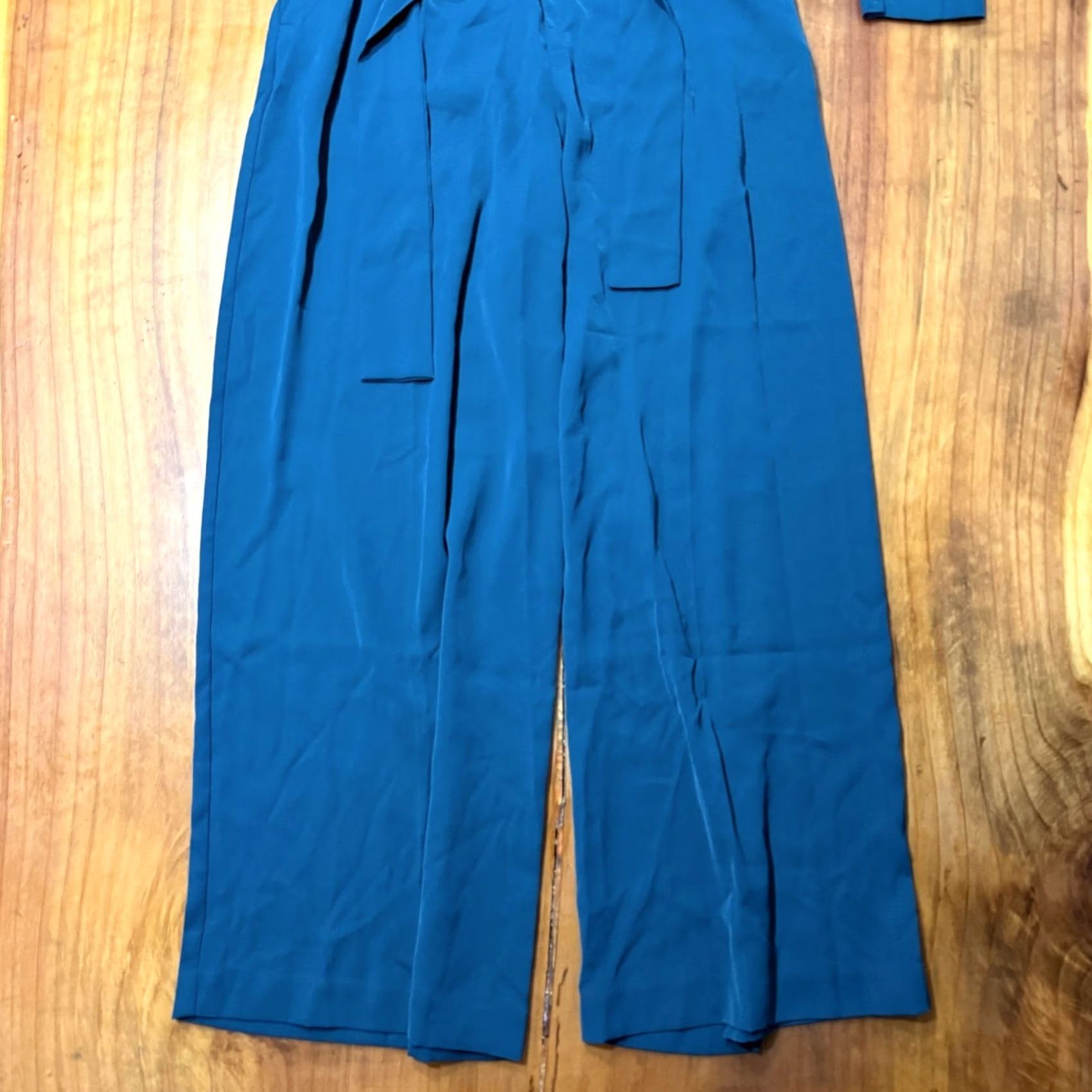 Banana Republic New Banana Republic Jumpsuit Womens Medium Teal Blue Wide leg V neck L/S G3-12 Size 32" / US 10 / IT 46 - 3 Thumbnail