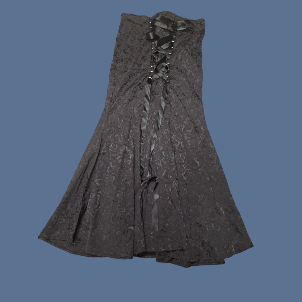 Vintage Chic Star Skirt M Black Lace-up Renaissance Goth Metal Vamp Nwt Size 32" / US 10 / IT 46 - 1 Thumbnail
