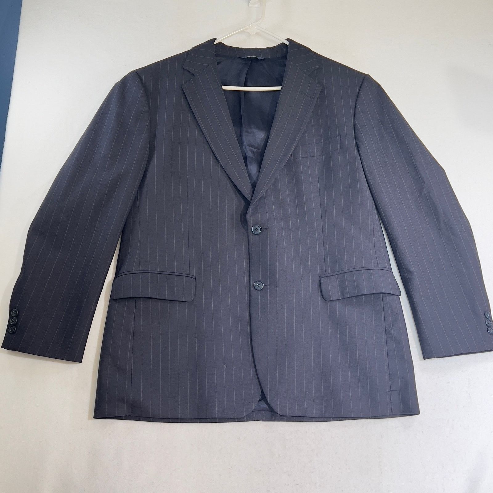 Brooks Brothers Brooks Brothers 346 Pin Stripe Suit SZ 43R Classic Blue Wool Size 42R - 10 Thumbnail