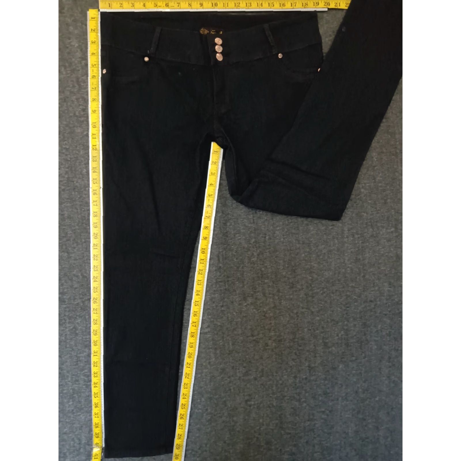 Vintage Unbranded Jeans 3 Button Closure Dark Wash Skinny Black Women's 23/24 Size 40" / US 18 - 4 Thumbnail