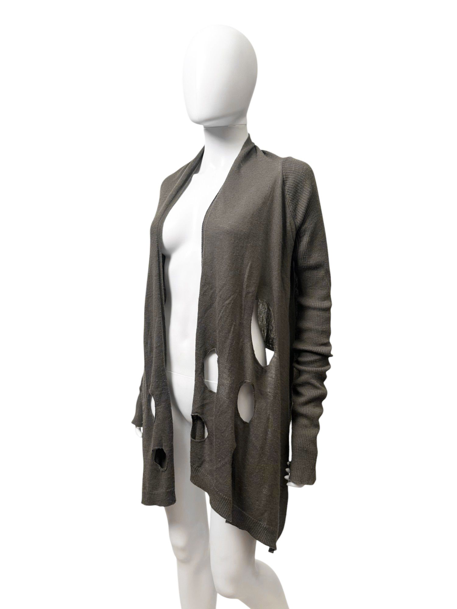 Rick Owens S/S 2006 Brown Holed Cardigan Size M / US 6-8 / IT 42-44 - 2 Thumbnail