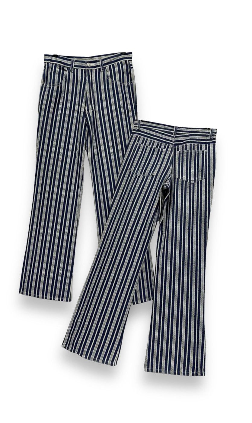 image of Over The Stripes x Talon Vintage 70’S Afro Wide Leg Striped Pants in Blue White Stripes (Size 29)