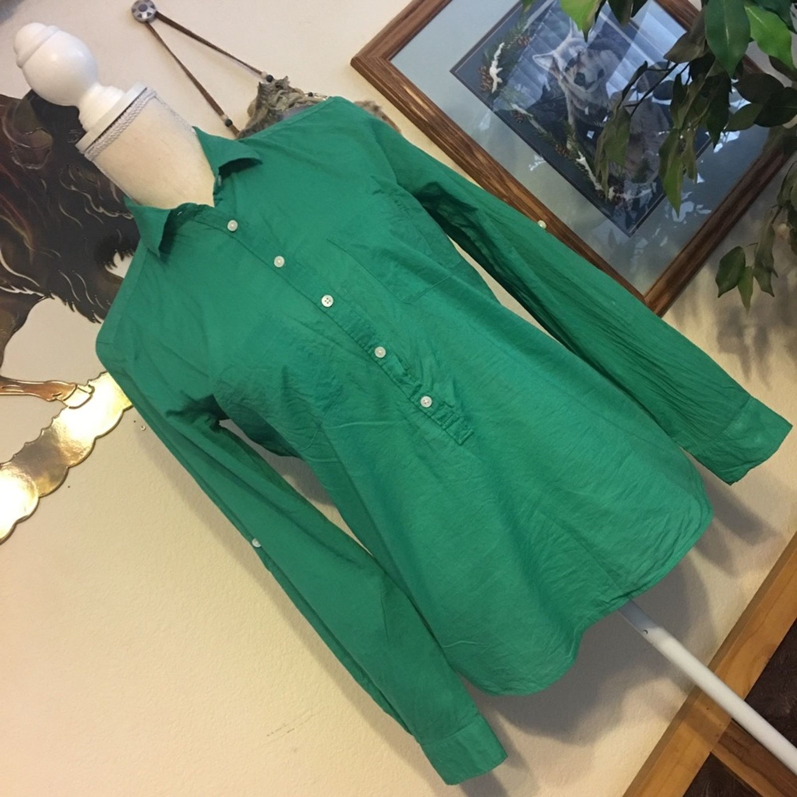 Loft Ann Taylor Loft Softened green button front top XS Size XS / US 0-2 / IT 36-38 - 1 Thumbnail