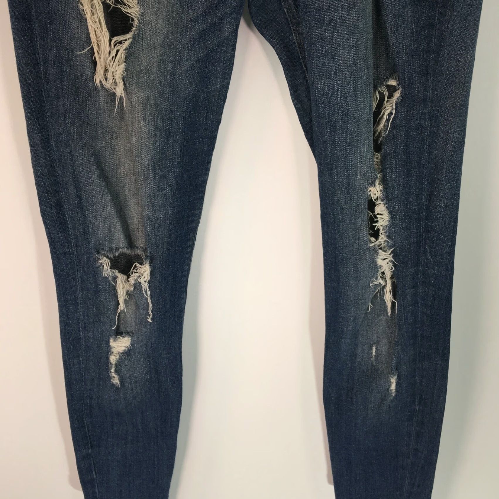 Express Express Jeans Womens Size 2R 28X30 Distressed Blue Denim Skinny Size 26" / US 2 / IT 38 - 4 Thumbnail