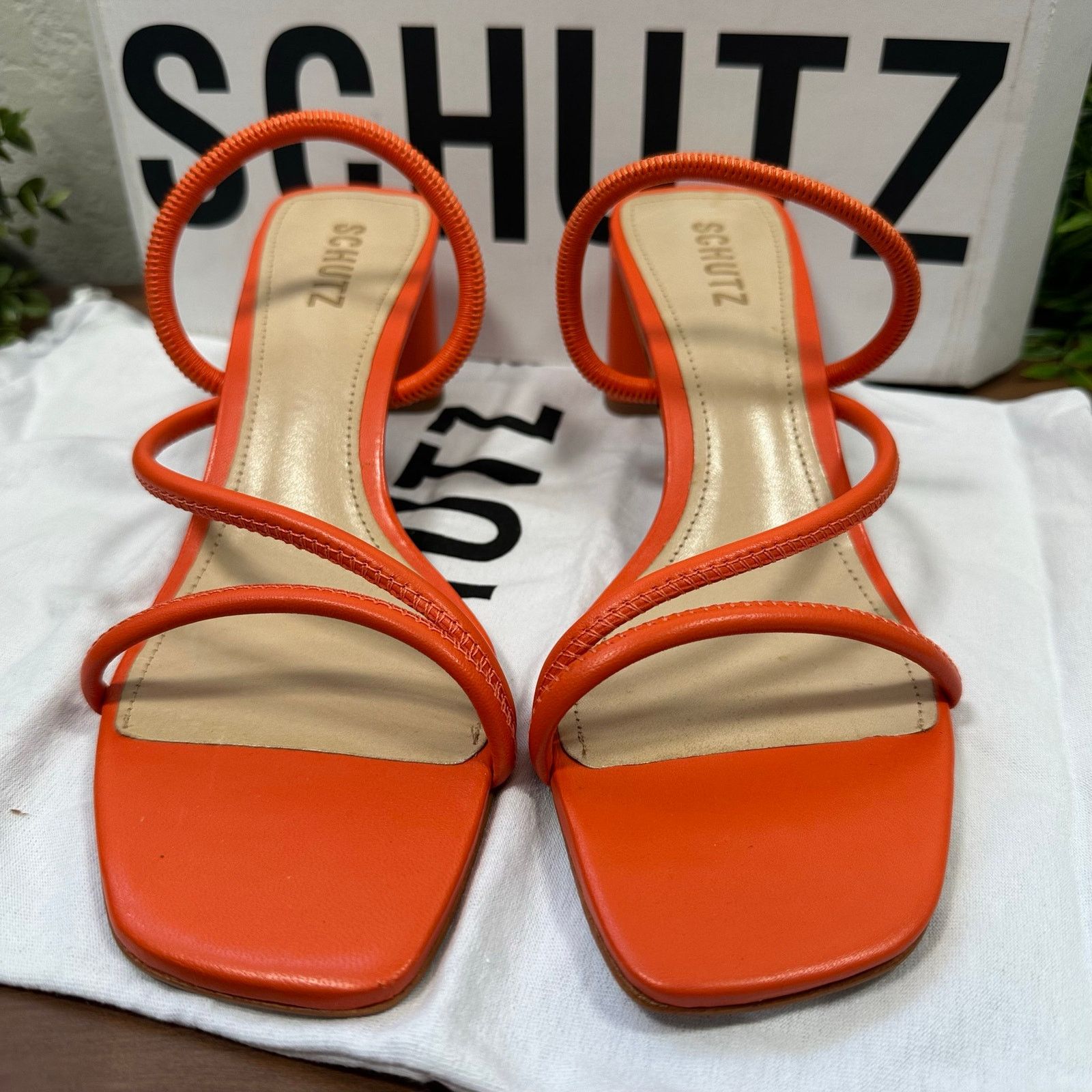 SCHUTZ Schutz Chessie Mid Leather Mid Heel Sandals Orange Size 9 Size US 9 / IT 39 - 5 Thumbnail
