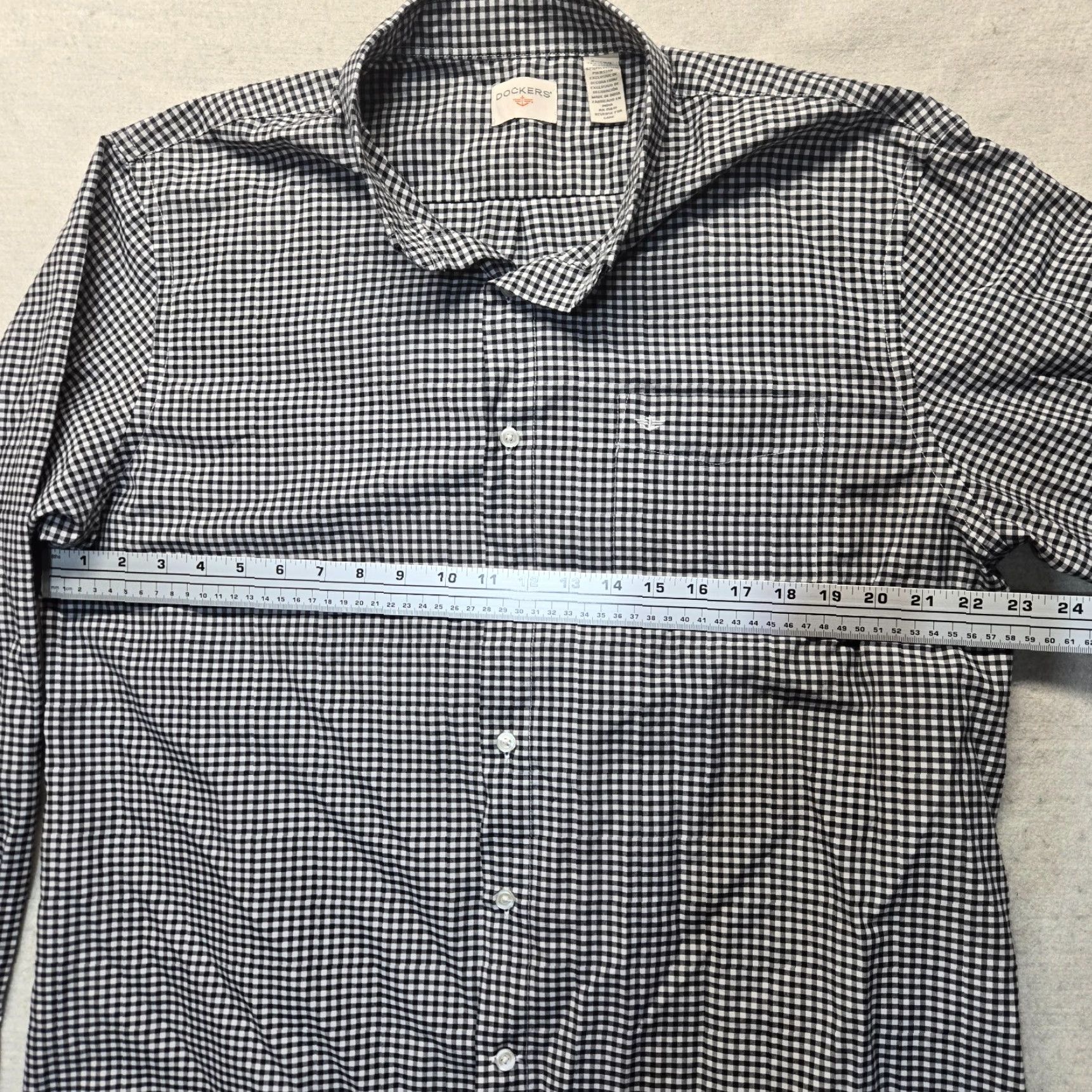 Dockers DOCKERS Button-Up Shirt Black And White Checkered Pattern Cotton Adult Men's XL Shirt Size 46R - 4 Thumbnail