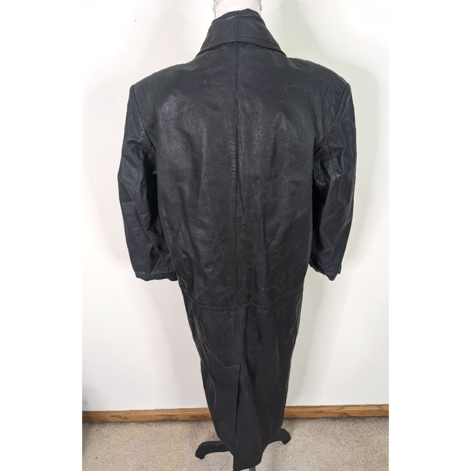 G-III VINTAGE G-III Black Leather Long Trench Coat Women XS? No, size S. Size S / US 4 / IT 40 - 3 Thumbnail
