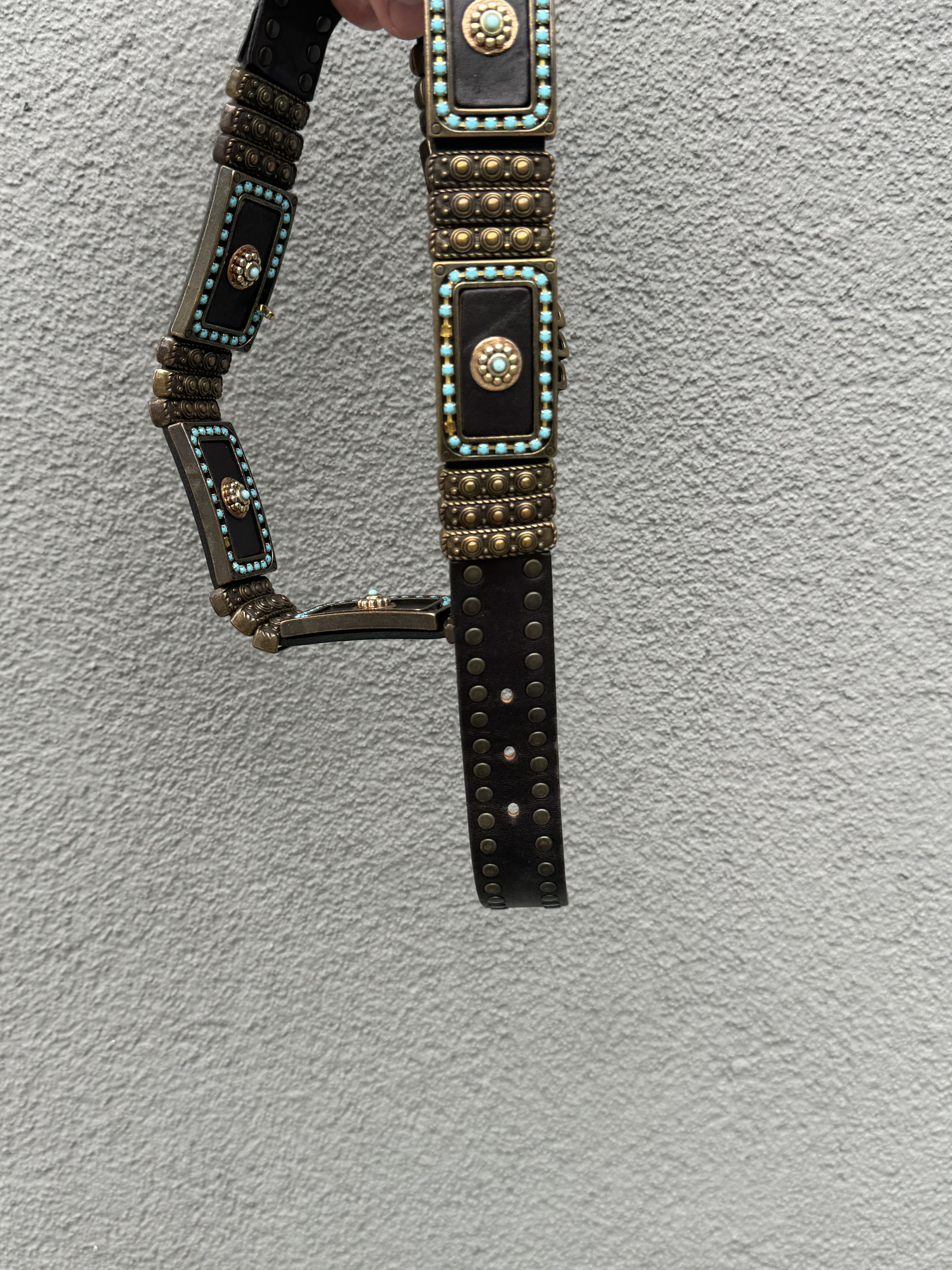 Vintage Nanni Metal/Leather Italy Avant-Garde Belt Size ONE SIZE - 4 Thumbnail