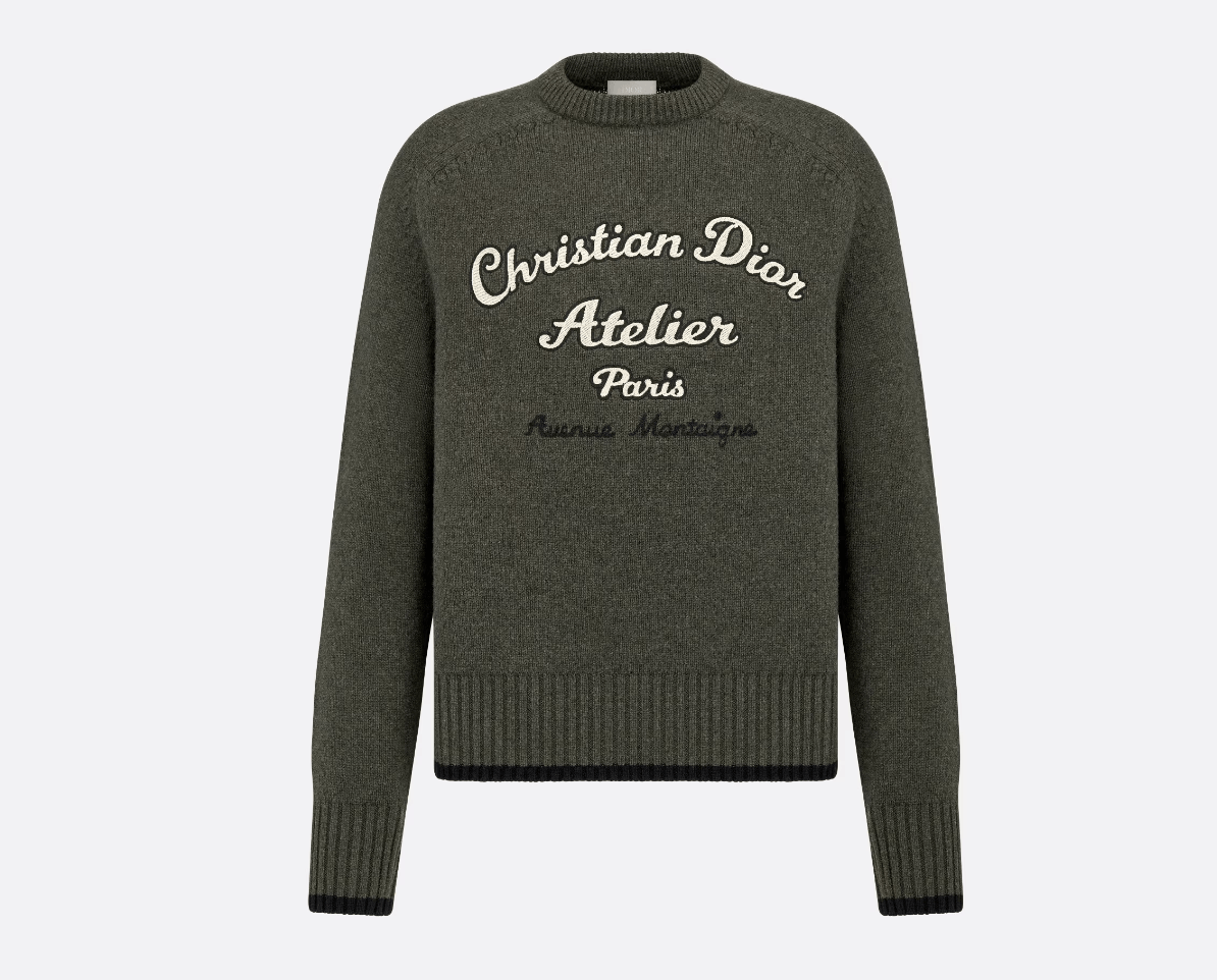 image of O1W1Db10324 Christian Dior Atelier Sweater In Khaki, Men's (Size XL)