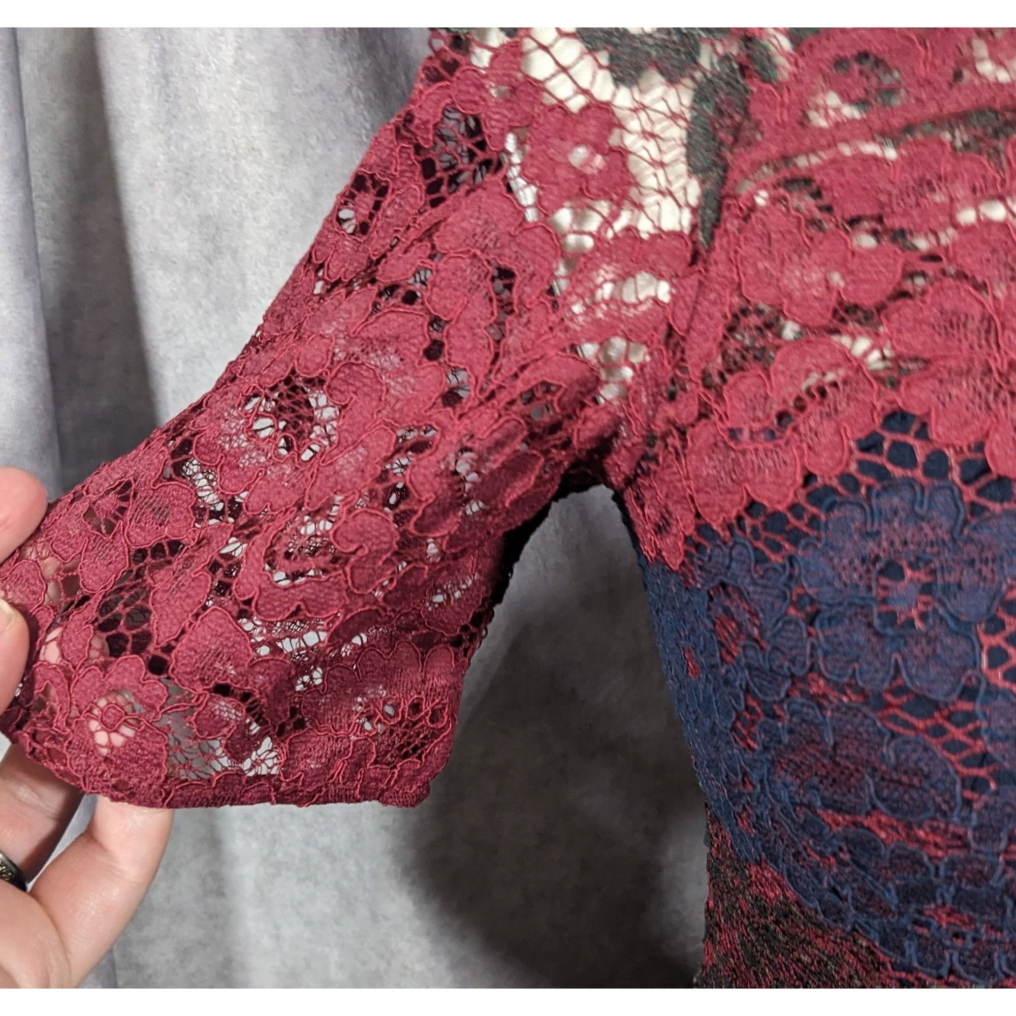Sandro Sandro Paris Red Black And Blue Lace Dress Size Small Size S / US 4 / IT 40 - 6 Thumbnail