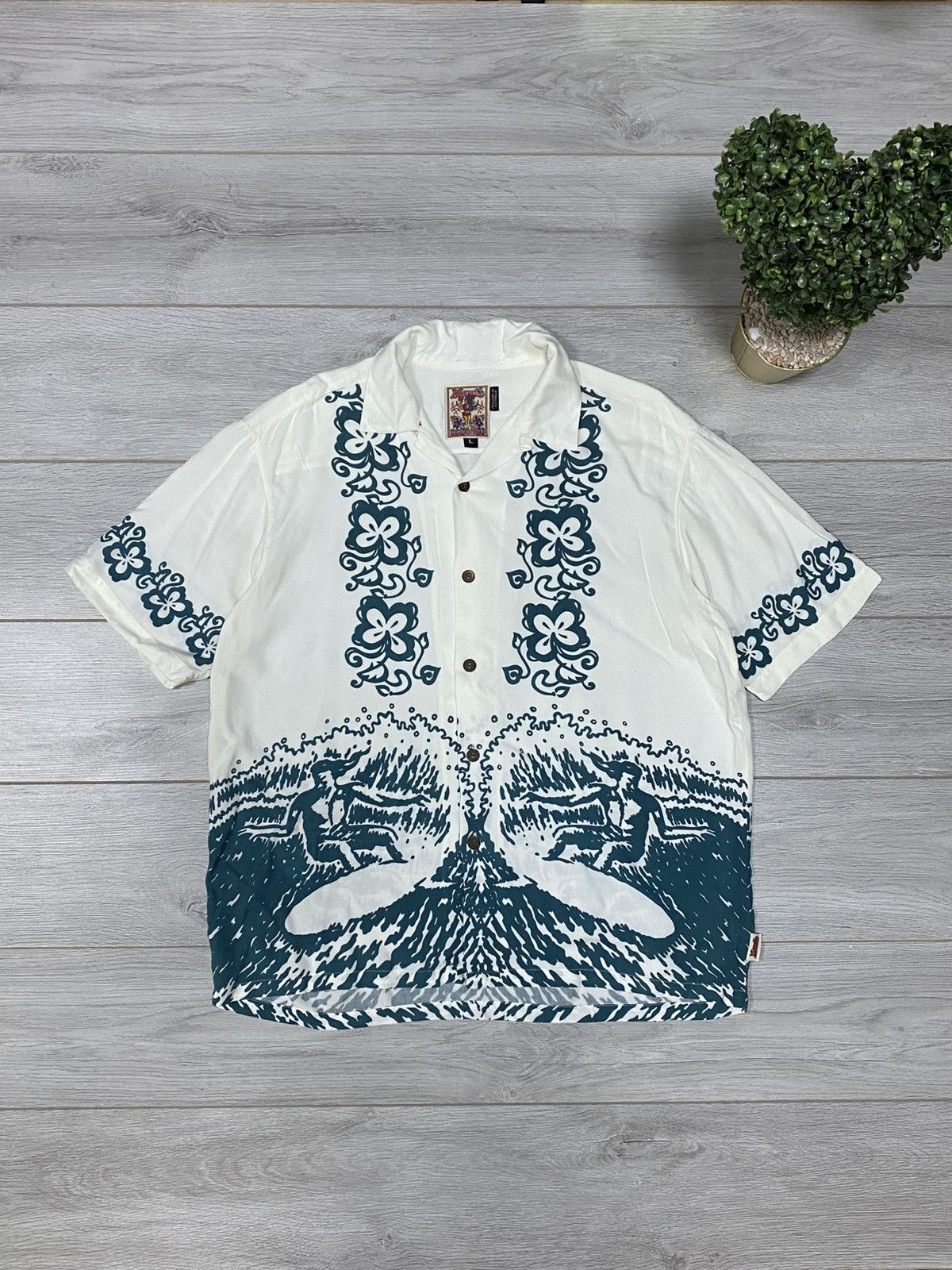 Vintage 90s MAMBO ocean 🌊 surf Shirt Tattoo Rayon Australia