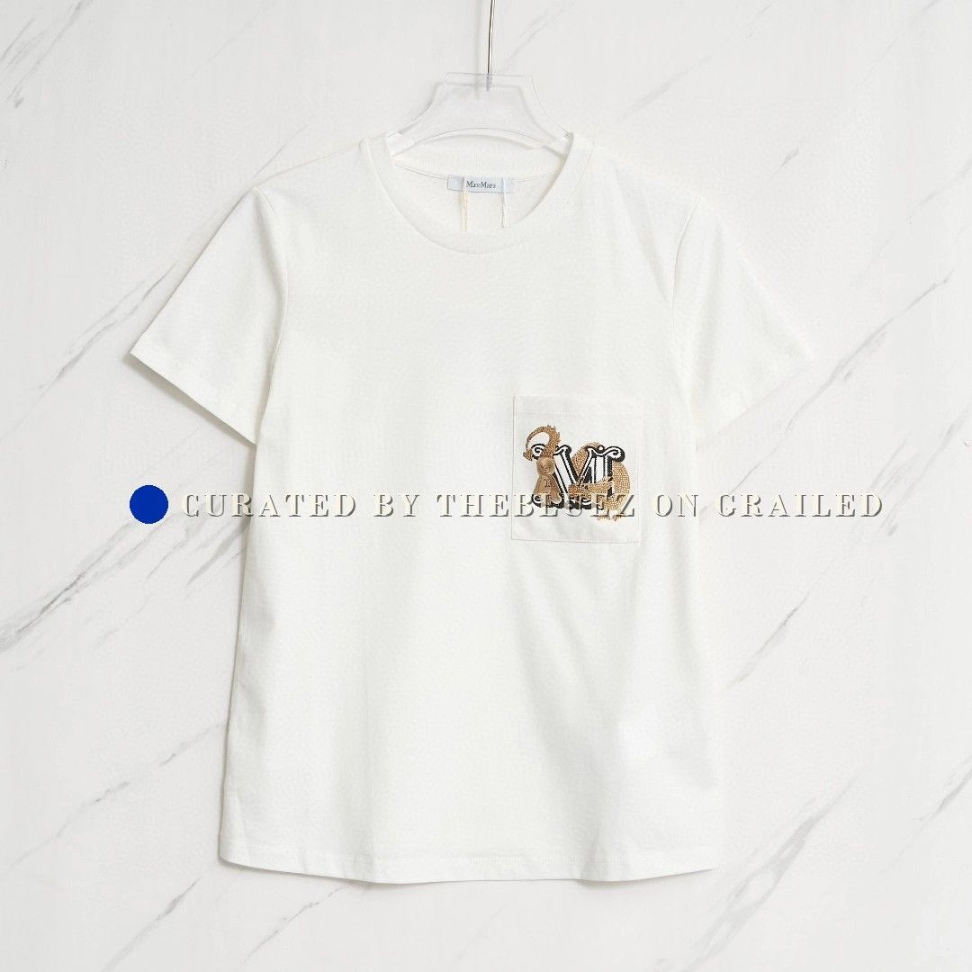 Max Mara Women's Logo Rhinestone T-Shirt in White, Women's