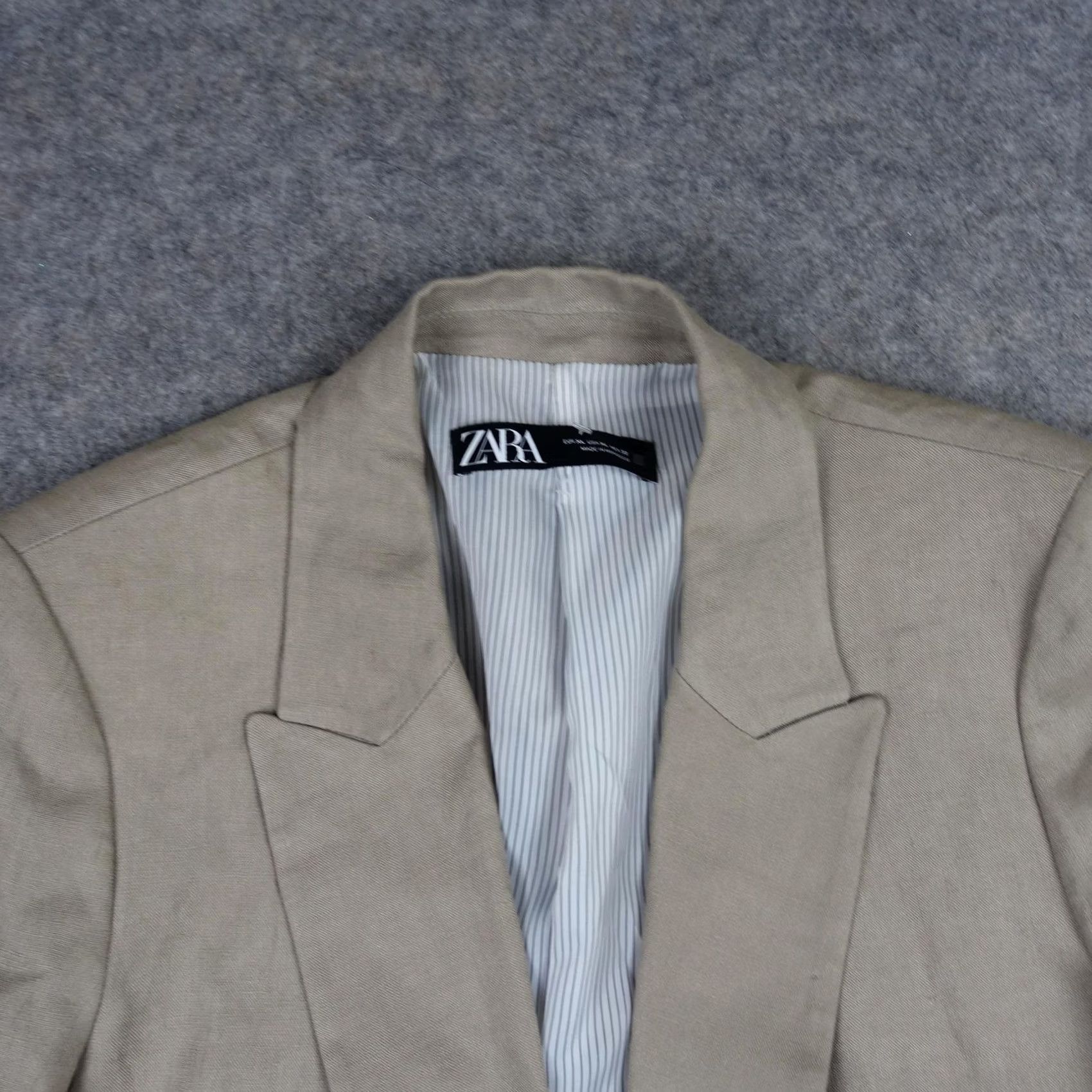Zara VINTAGE? No — Zara Blazer Womens XL Beige Career Linen Lined Open Front Tailored Jacket Office Size XL / US 12-14 / IT 48-50 - 2 Thumbnail