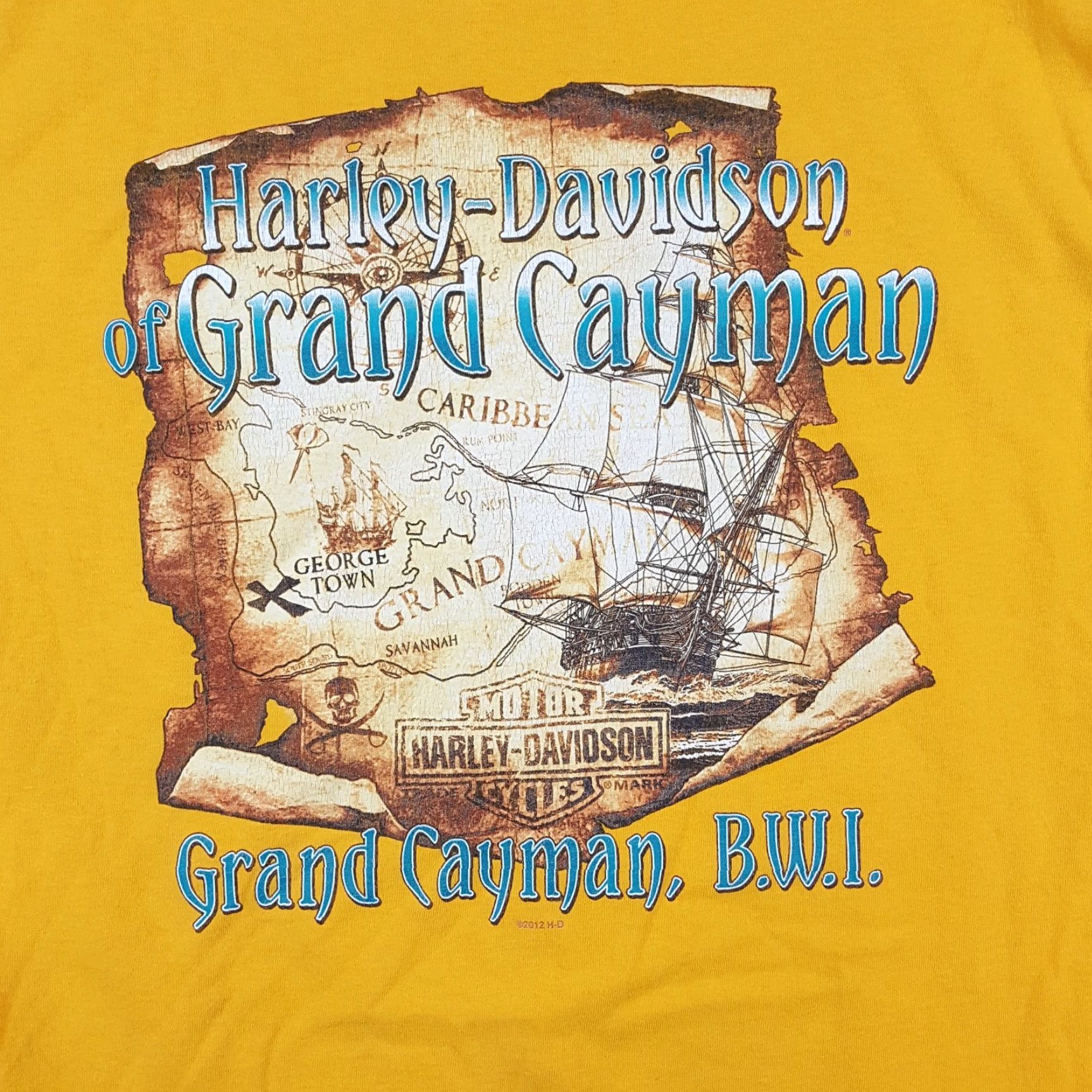 Harley Davidson Vintage Harley-Davidson T-Shirt Men's Large Biker Pirate Beach Retro Yellow Cotton Y2K Motorcycle Outdoor Accessories Size US L / EU 52-54 / 3 - 7 Thumbnail