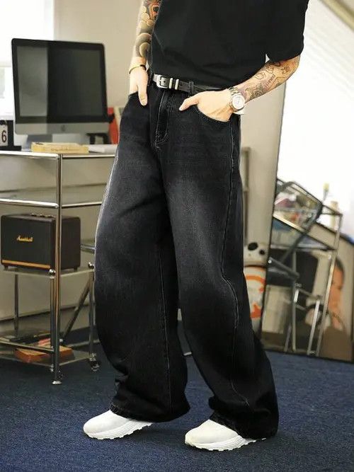 Jean Washed Denim Jeans Loose fit Baggy Size US 32 / EU 48 - 2 Thumbnail