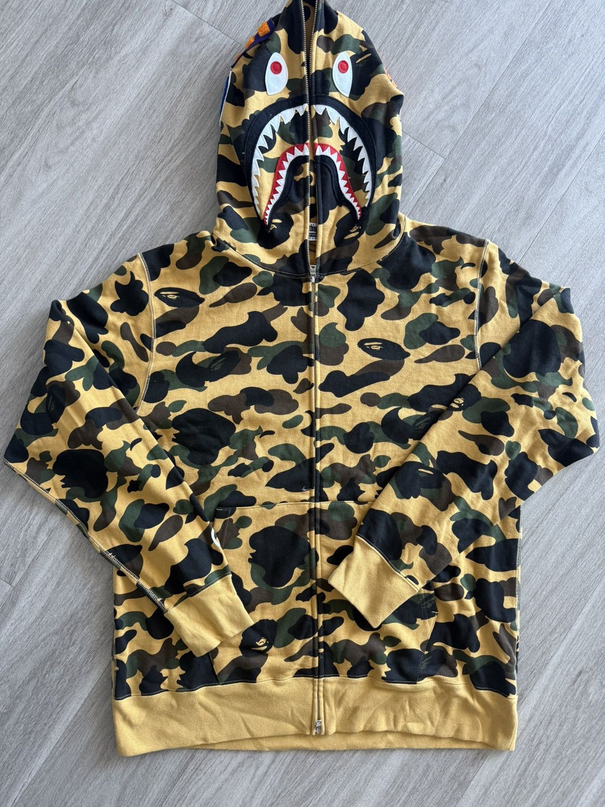 Bape Bape Yellow First Camo Shark Full Zip Size US XXL / EU 58 / 5 - 1 Thumbnail