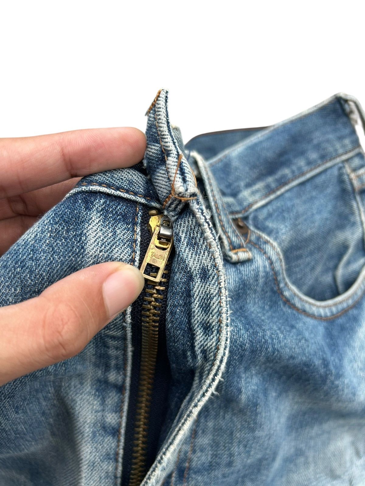 Kapital Thrashed Vintage Levis big E Selvedge Repair Denim jeans Size US 30 / EU 46 - 6 Thumbnail