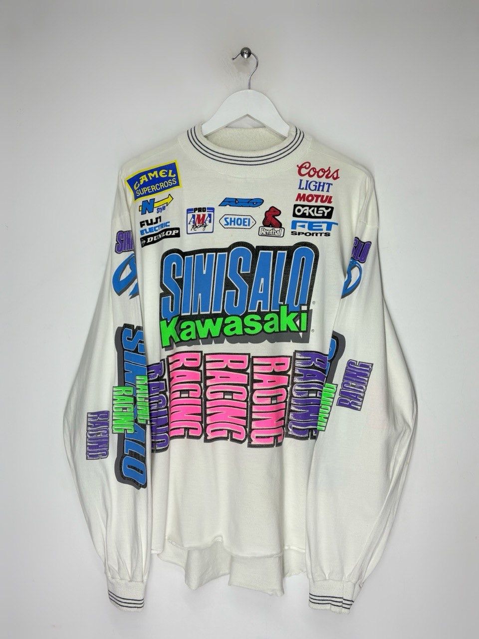 Other Vintage Sinisalo Kawasaki Racing Motocross Long Sleeve Shirt Size US XL / EU 56 / 4 - 1 Thumbnail